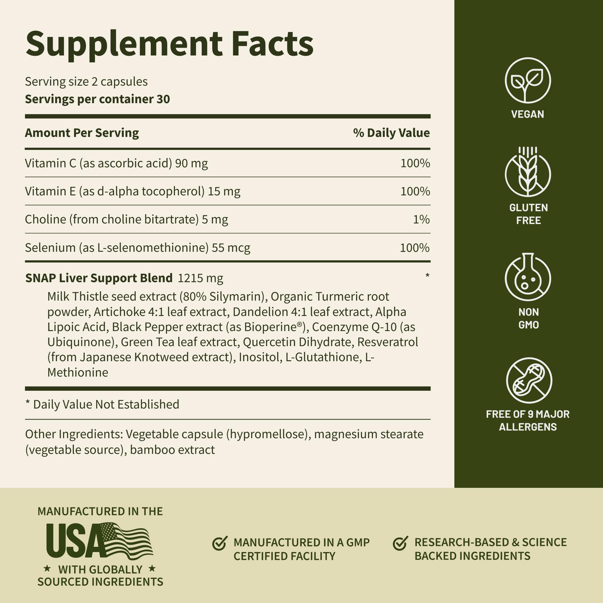 Snap Supplements Liver Health ingredients list