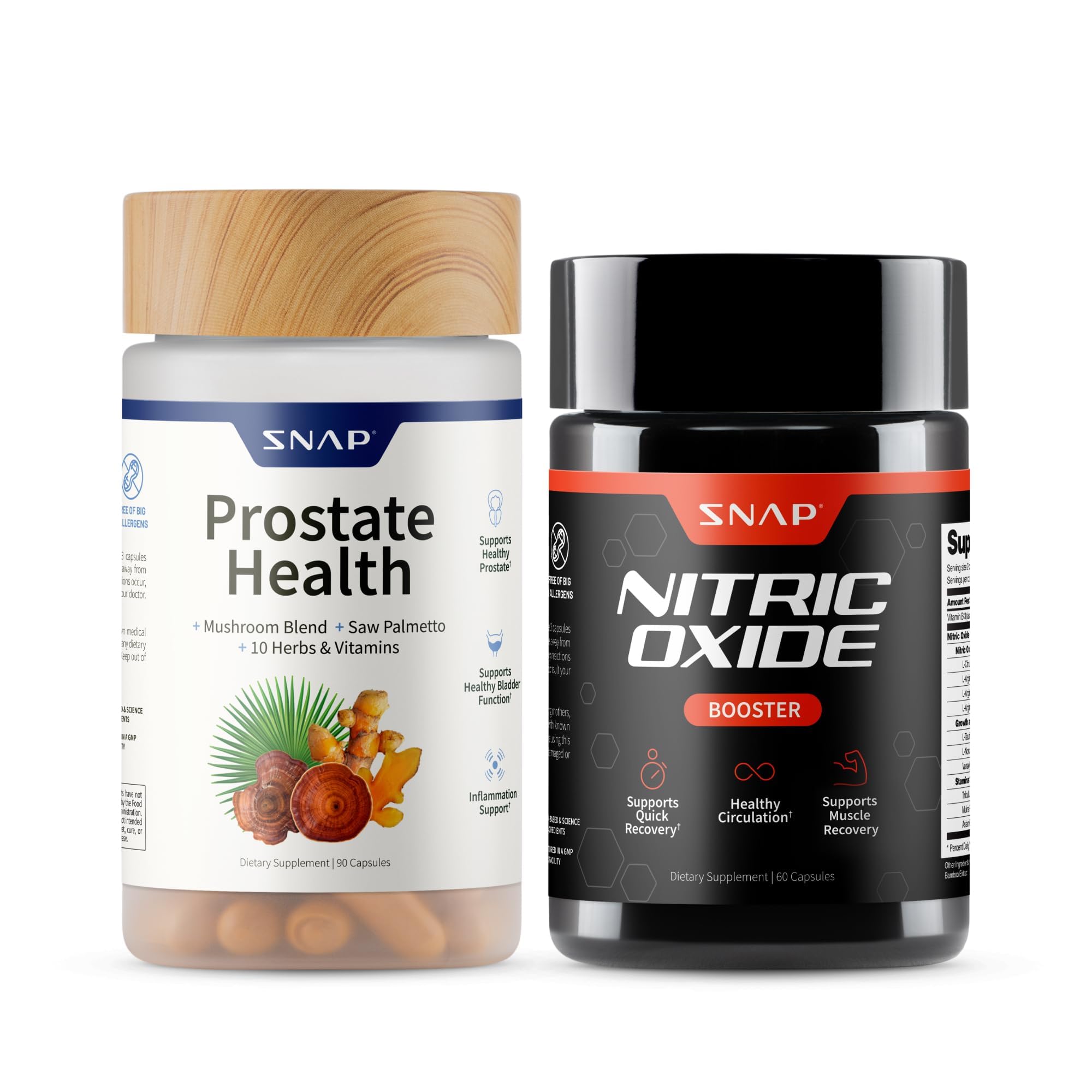 Snap Supplements Nitric Oxide support & Prostate Health front view