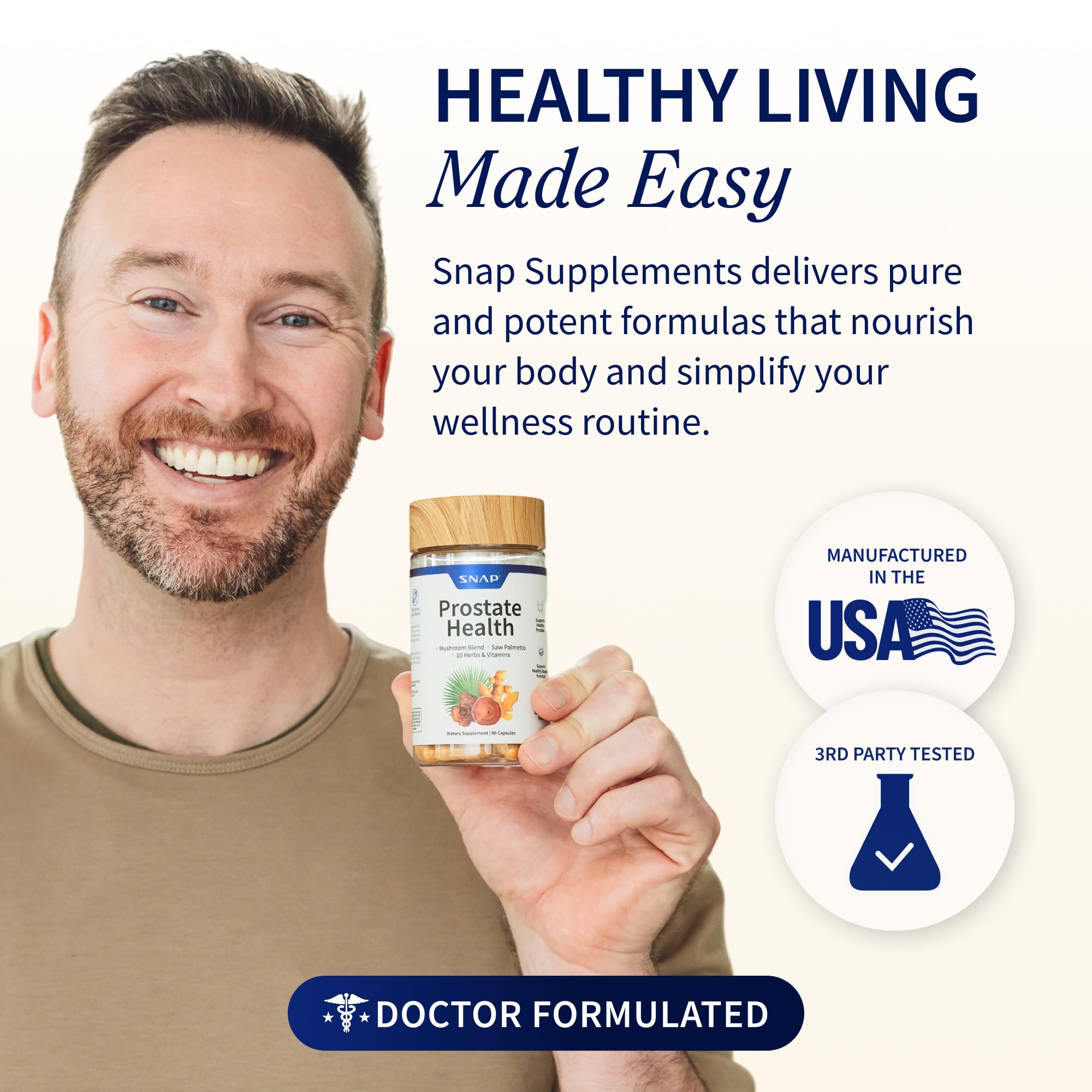 Snap Supplements Prostate Health Supplement 2000mg capsules in hand