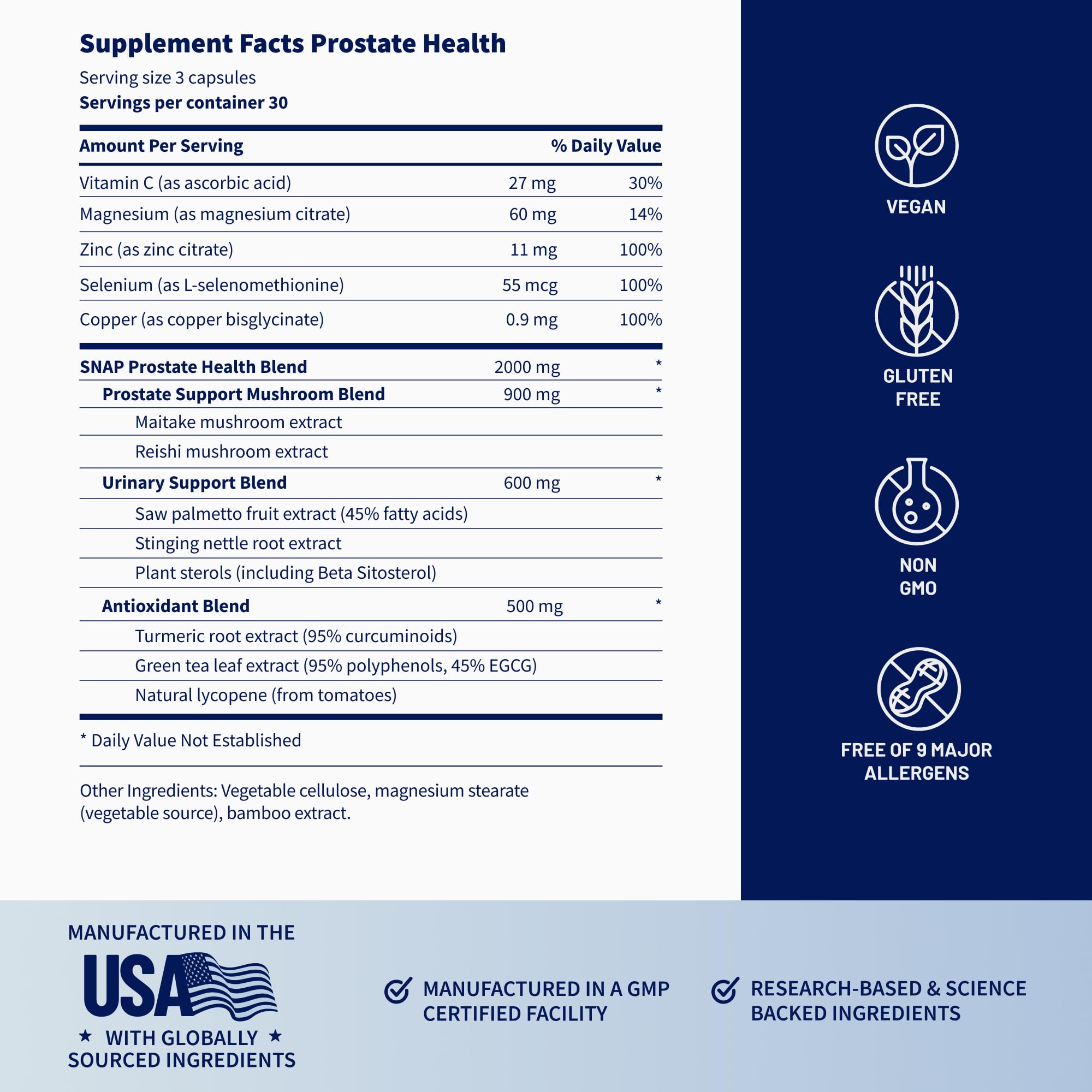 Snap Supplements Prostate Health Supplement 2000mg packaging