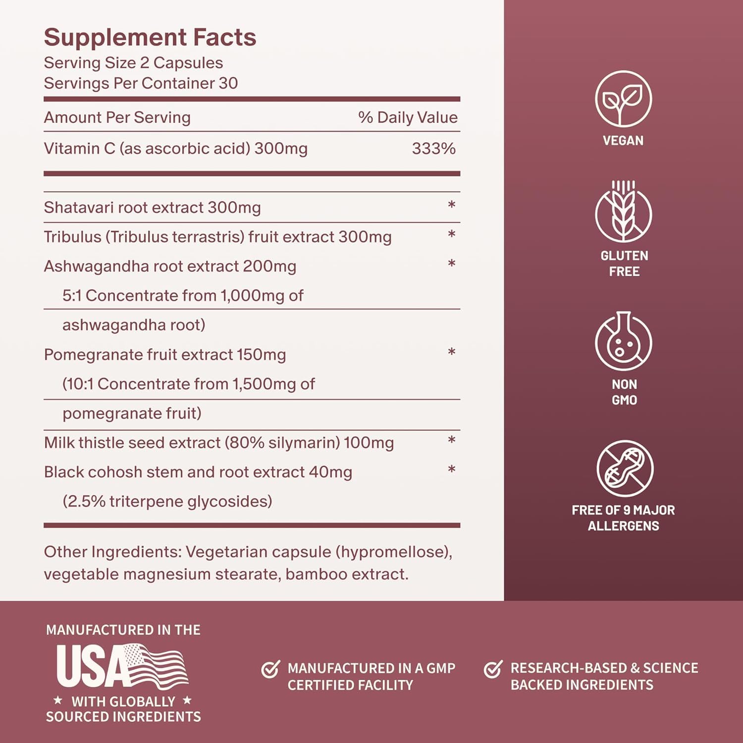 Snap Supplements Shatavari capsules side view