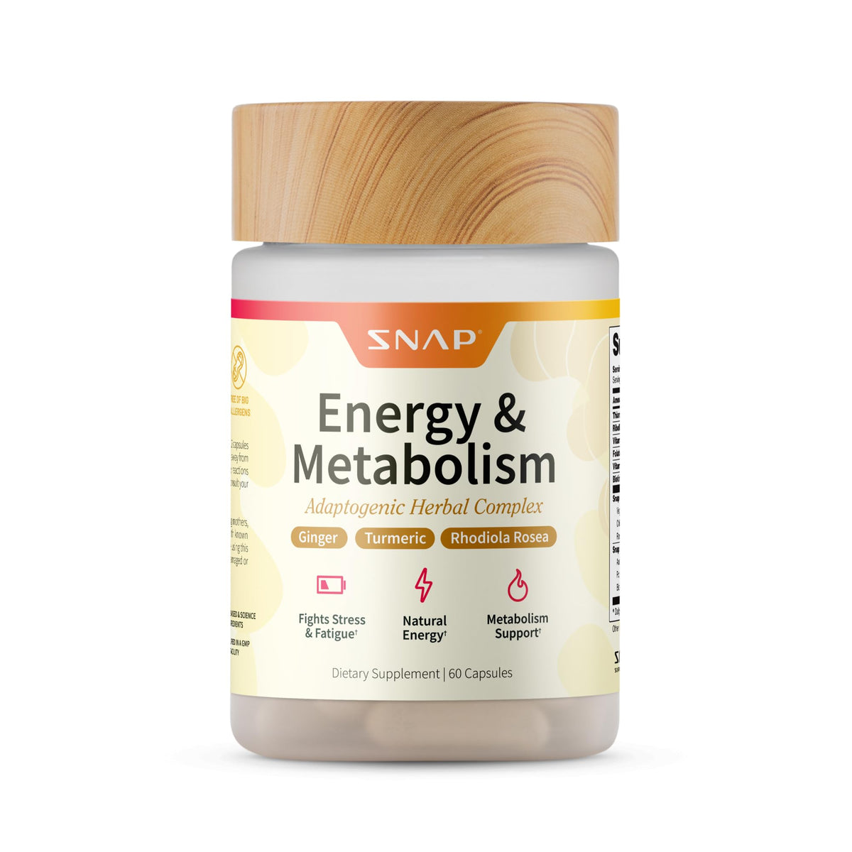 Snap Supplements Turmeric Energy Support Capsules front view