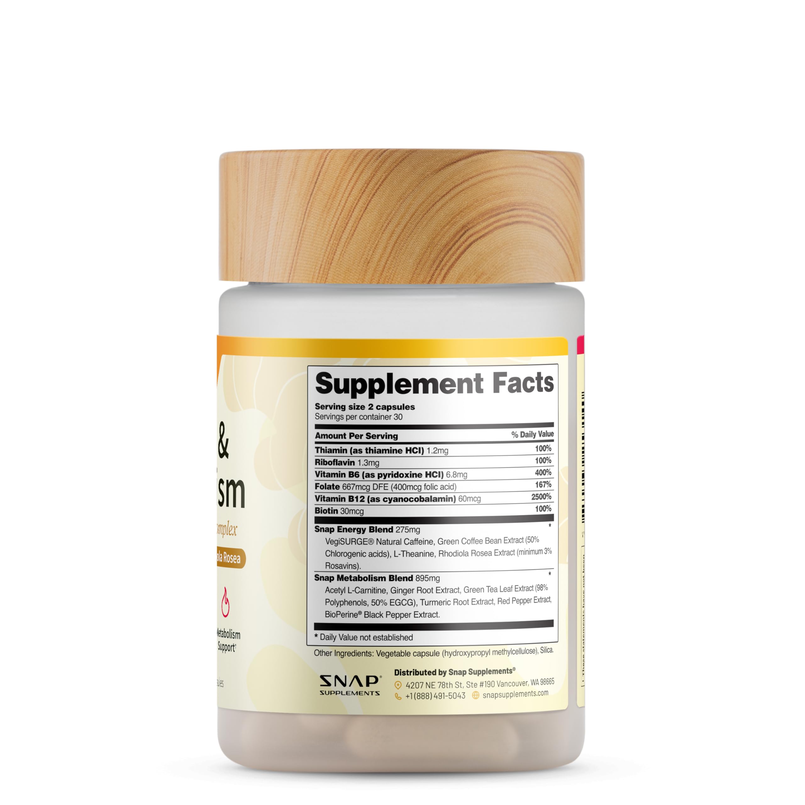 Snap Supplements Turmeric Energy Support Capsules opened bottle