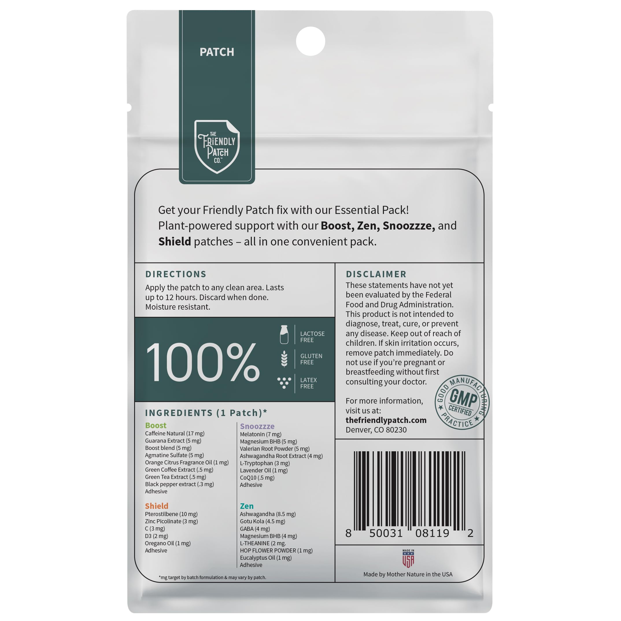 Snooze sleep patch from The Friendly Patch CO. with Melatonin and Valerian root