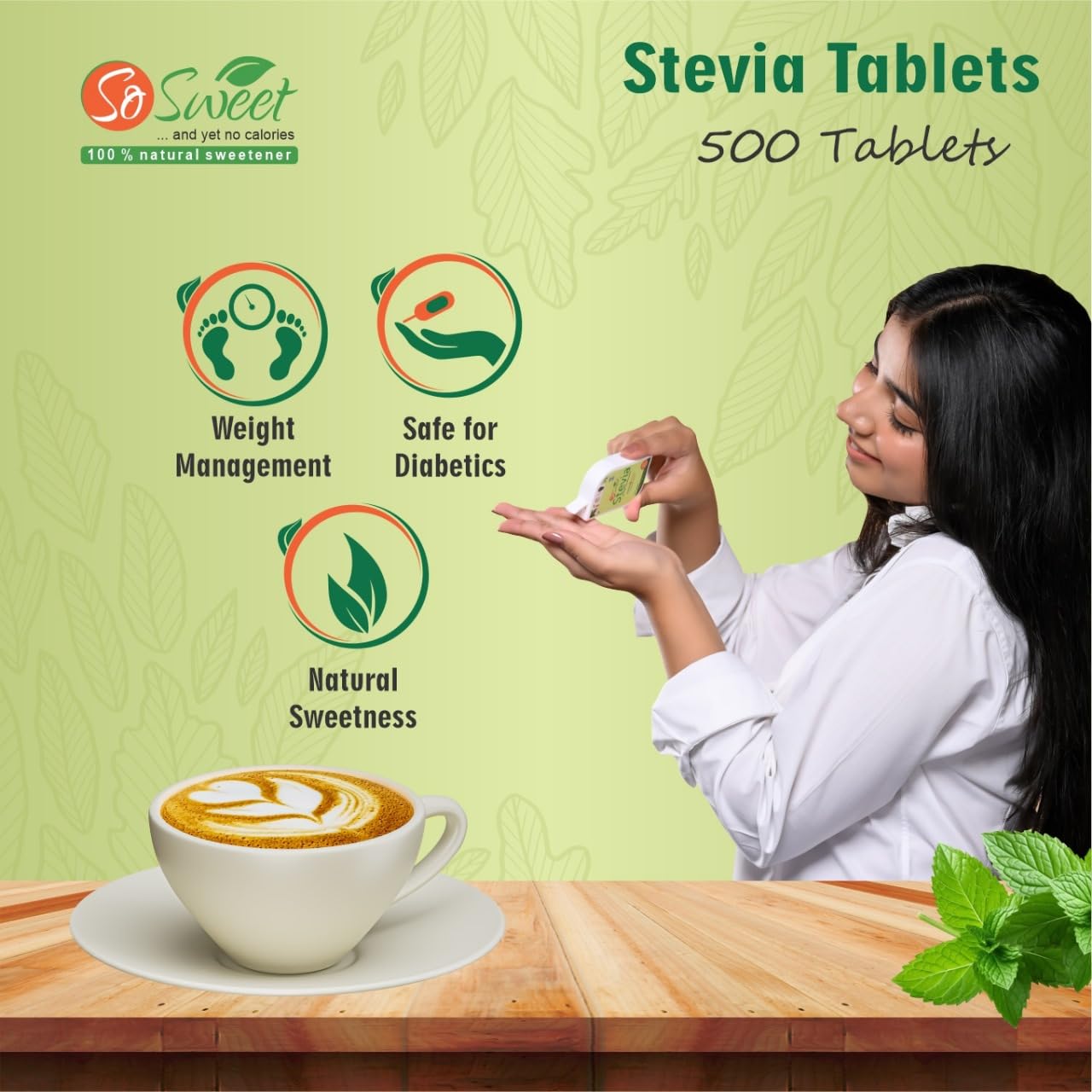 So Sweet Stevia Tablets close-up of tablets