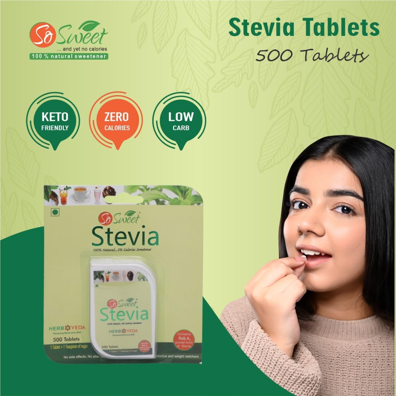 So Sweet Stevia Tablets compact dispenser open