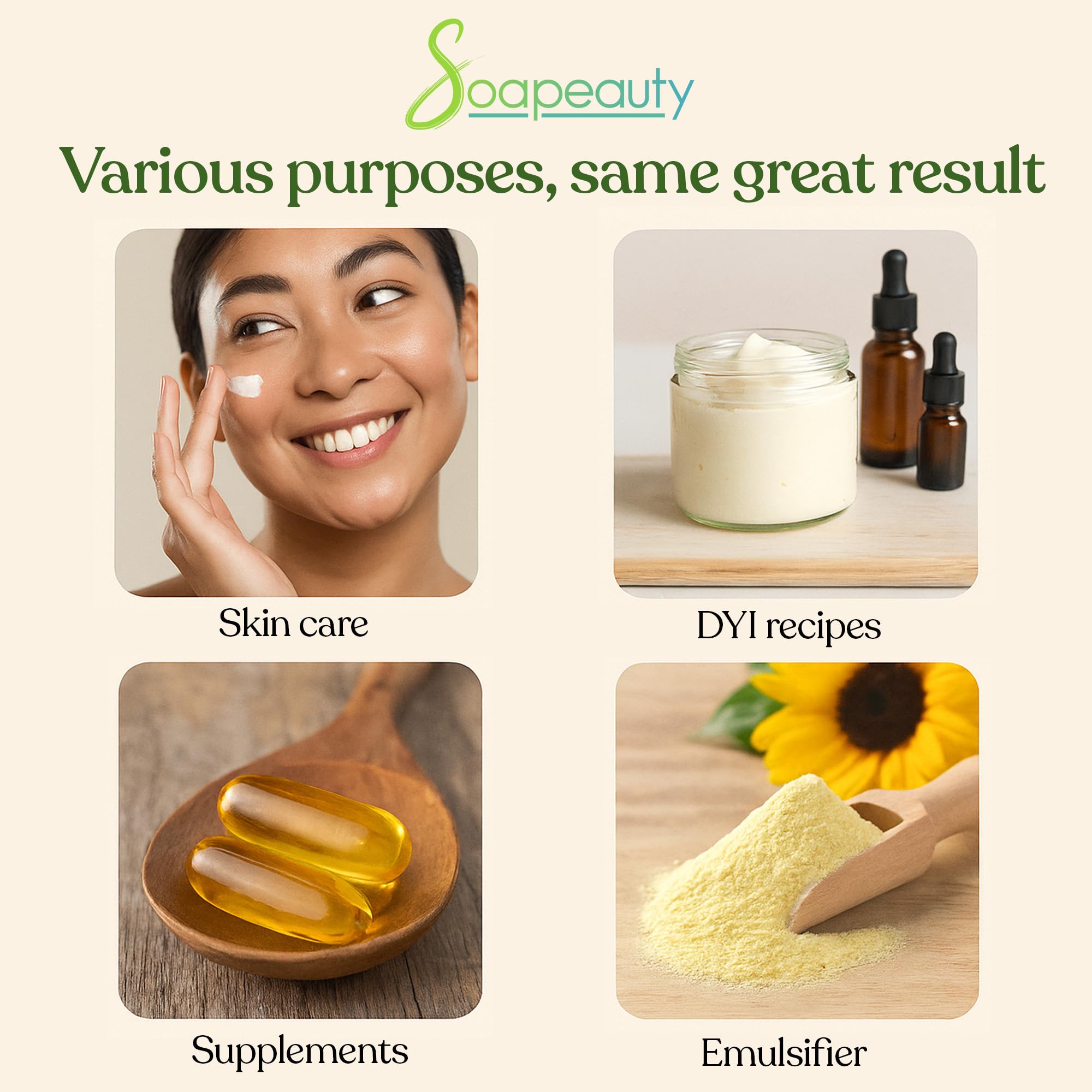 Soapeauty Sunflower Lecithin Liquid Oil in use with cosmetic products
