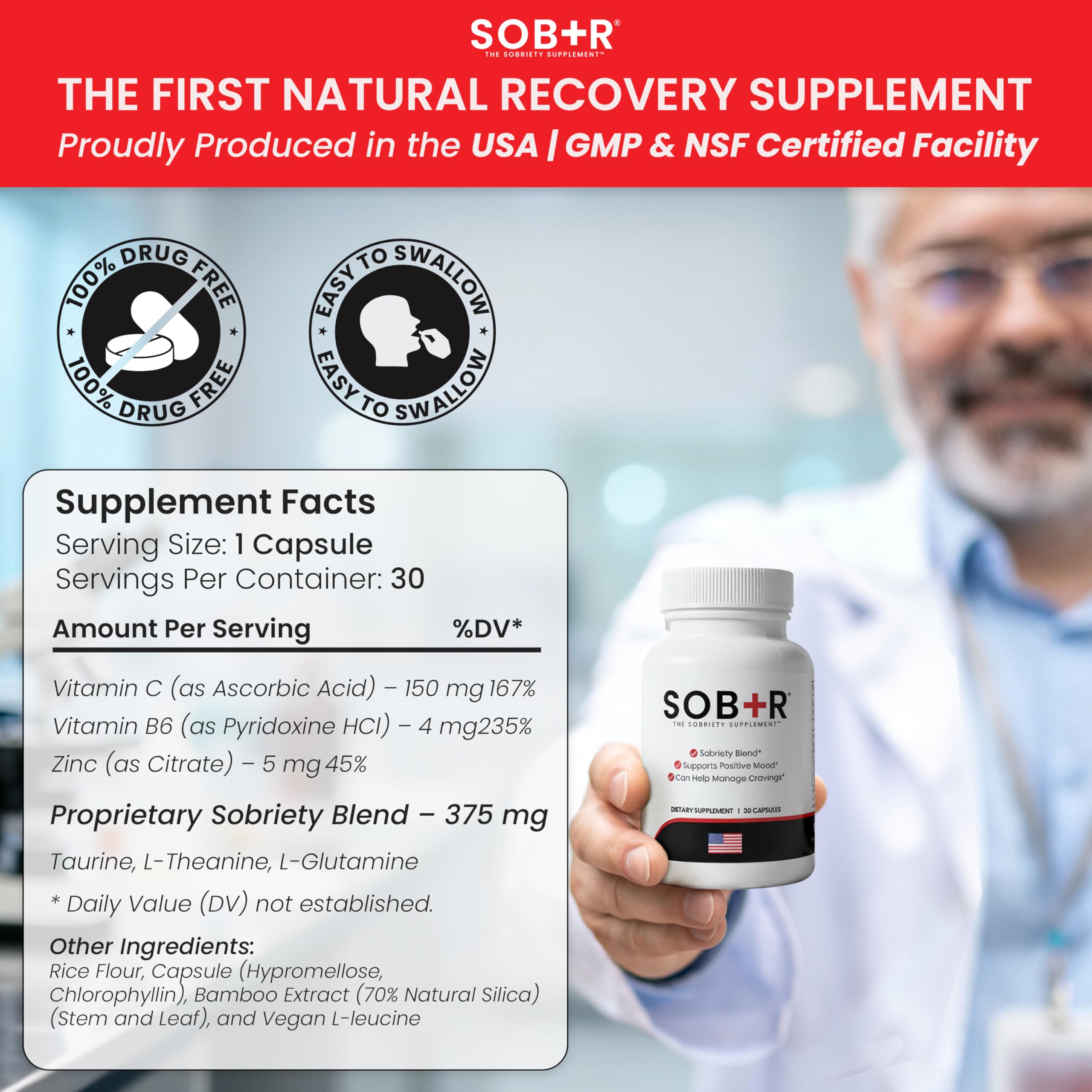 SOB+R Alcohol use Supplement bottle side view