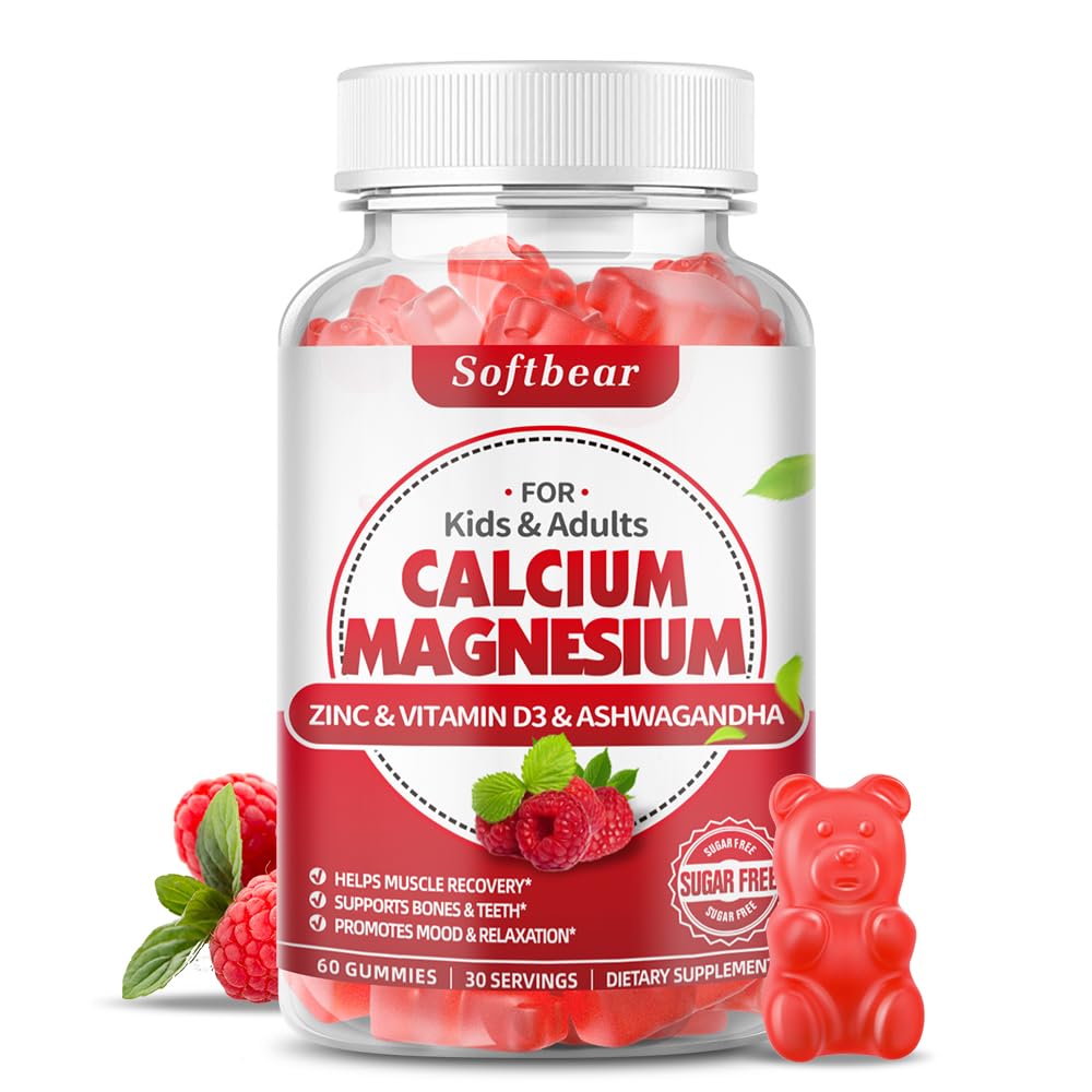 softbear Calcium Magnesium Zinc Gummies front view with packaging
