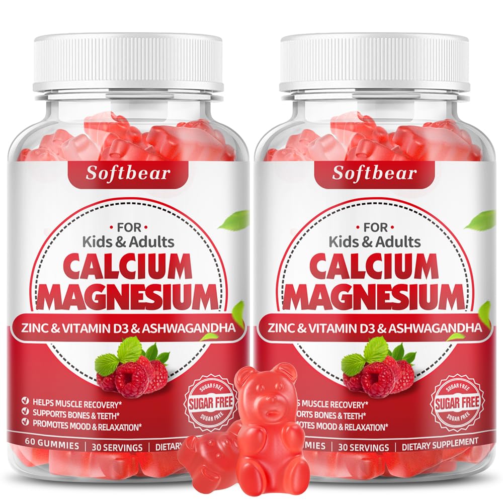 softbear Calcium Magnesium Zinc Gummies front view with packaging