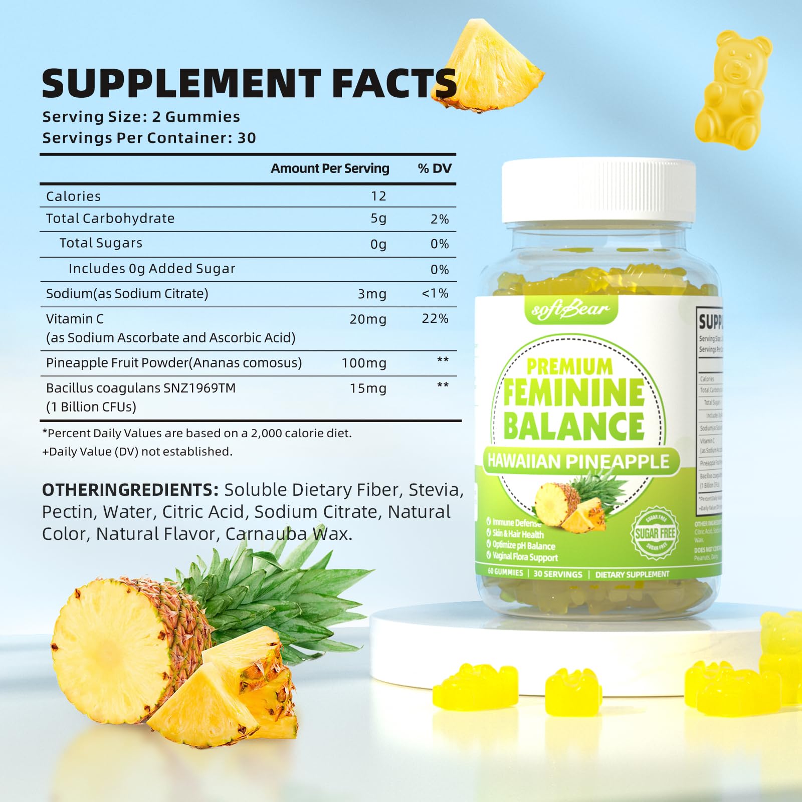 softbear Feminine Balance Gummies side view showing packaging