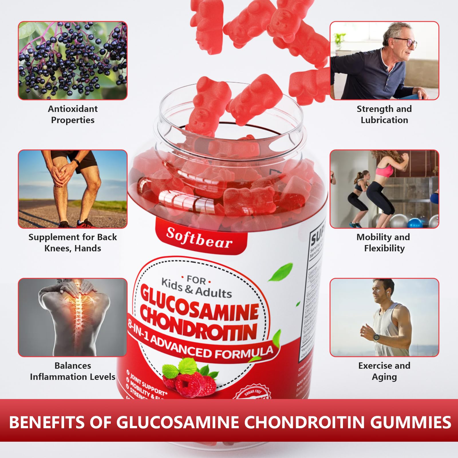 softbear Glucosamine Chondroitin Gummies in a bowl for serving