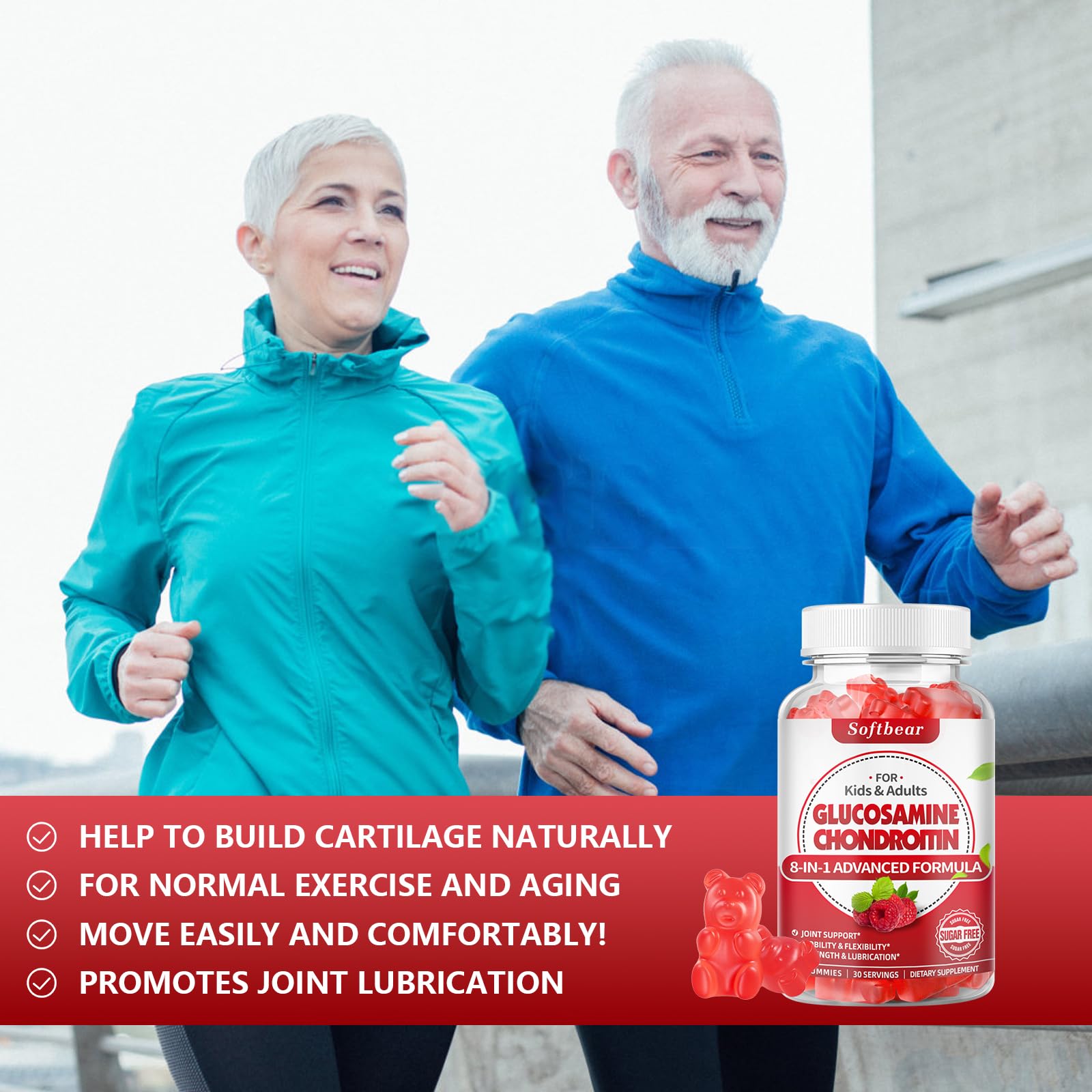 softbear Glucosamine Chondroitin Gummies with a measuring spoon