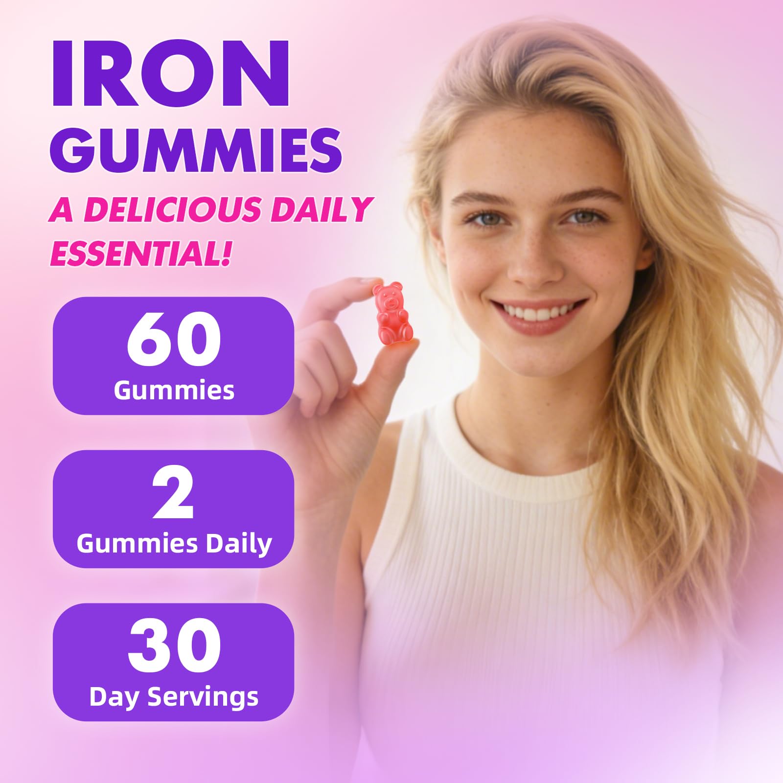 softbear Iron Supplement Gummies 65mg lifestyle shot