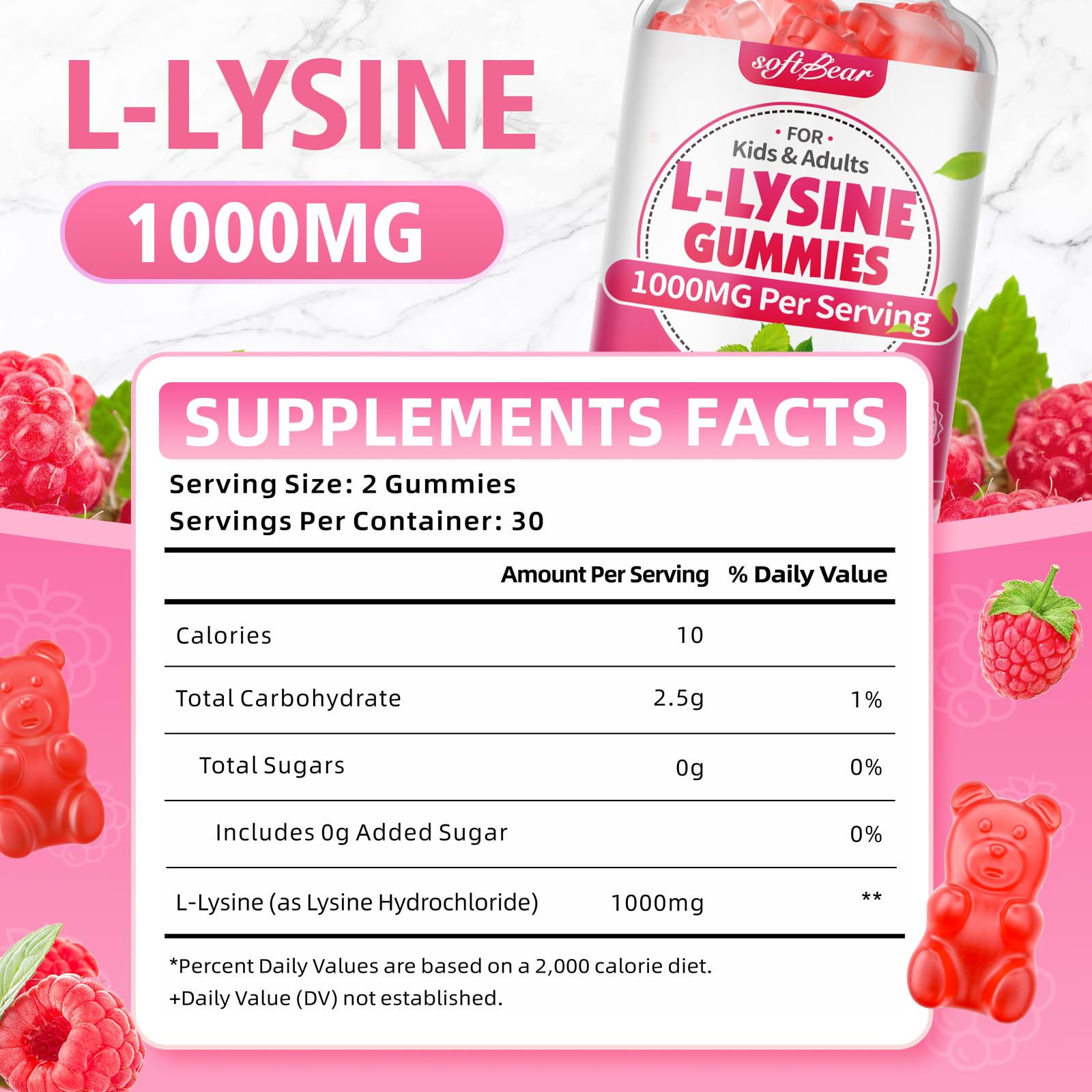 softbear L-Lysine Gummies 60 count packaging