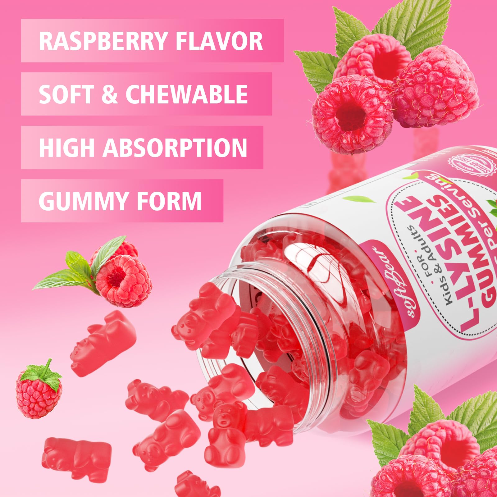 softbear L-Lysine Gummies chewable gummies displayed