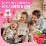 softbear L-Lysine Gummies in a bowl with fresh raspberries