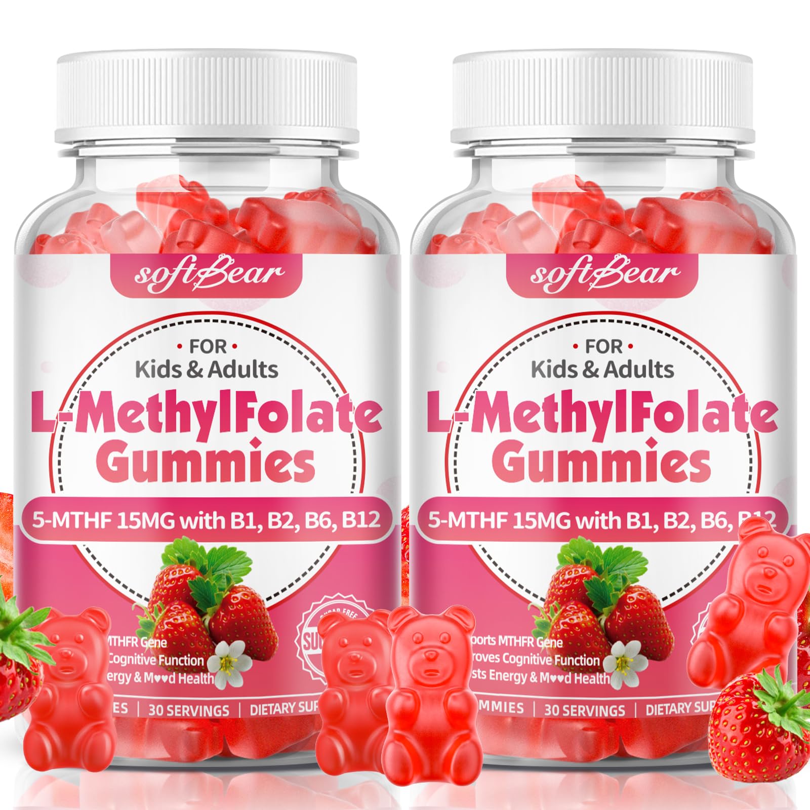 softbear L-Methylfolate Gummies 15mg front view packaging