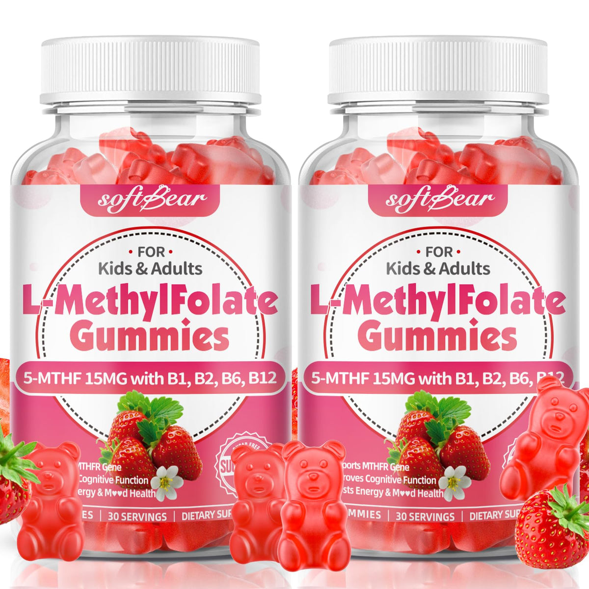 softbear L-Methylfolate Gummies 15mg front view packaging