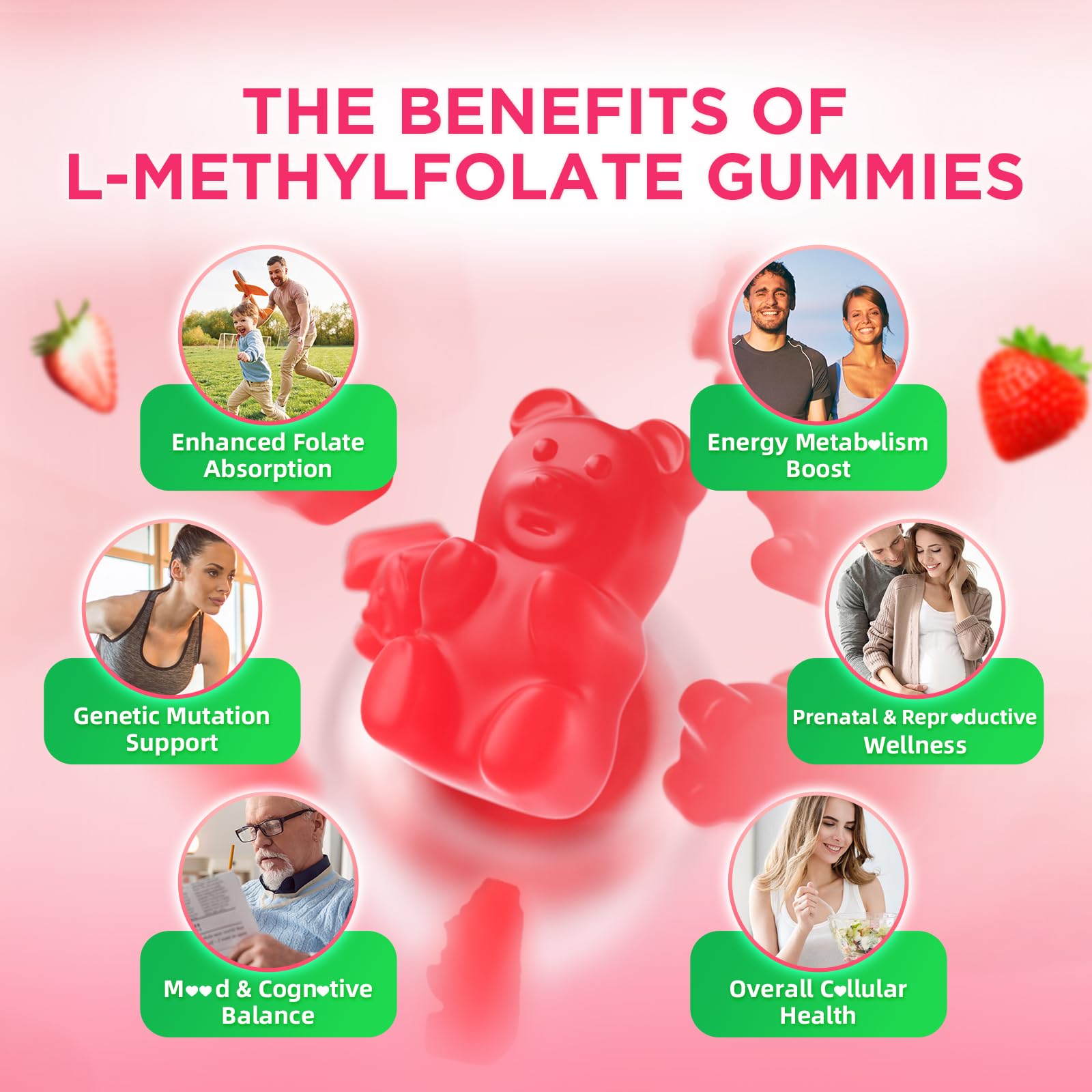 softbear L-Methylfolate Gummies 15mg natural strawberry flavour