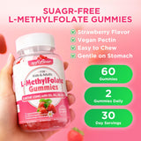 softbear L-Methylfolate Gummies 15mg with fresh strawberries