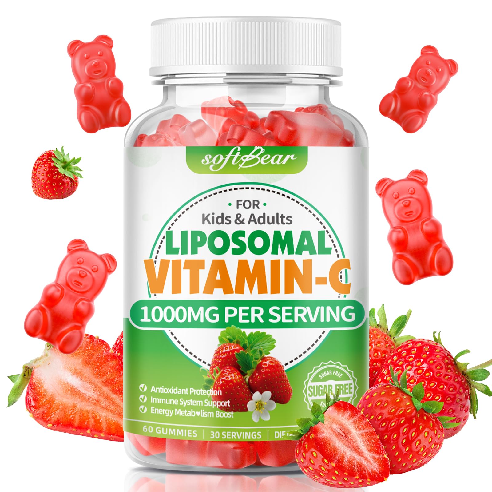 softbear Liposomal Vitamin C Gummies 1000mg front view