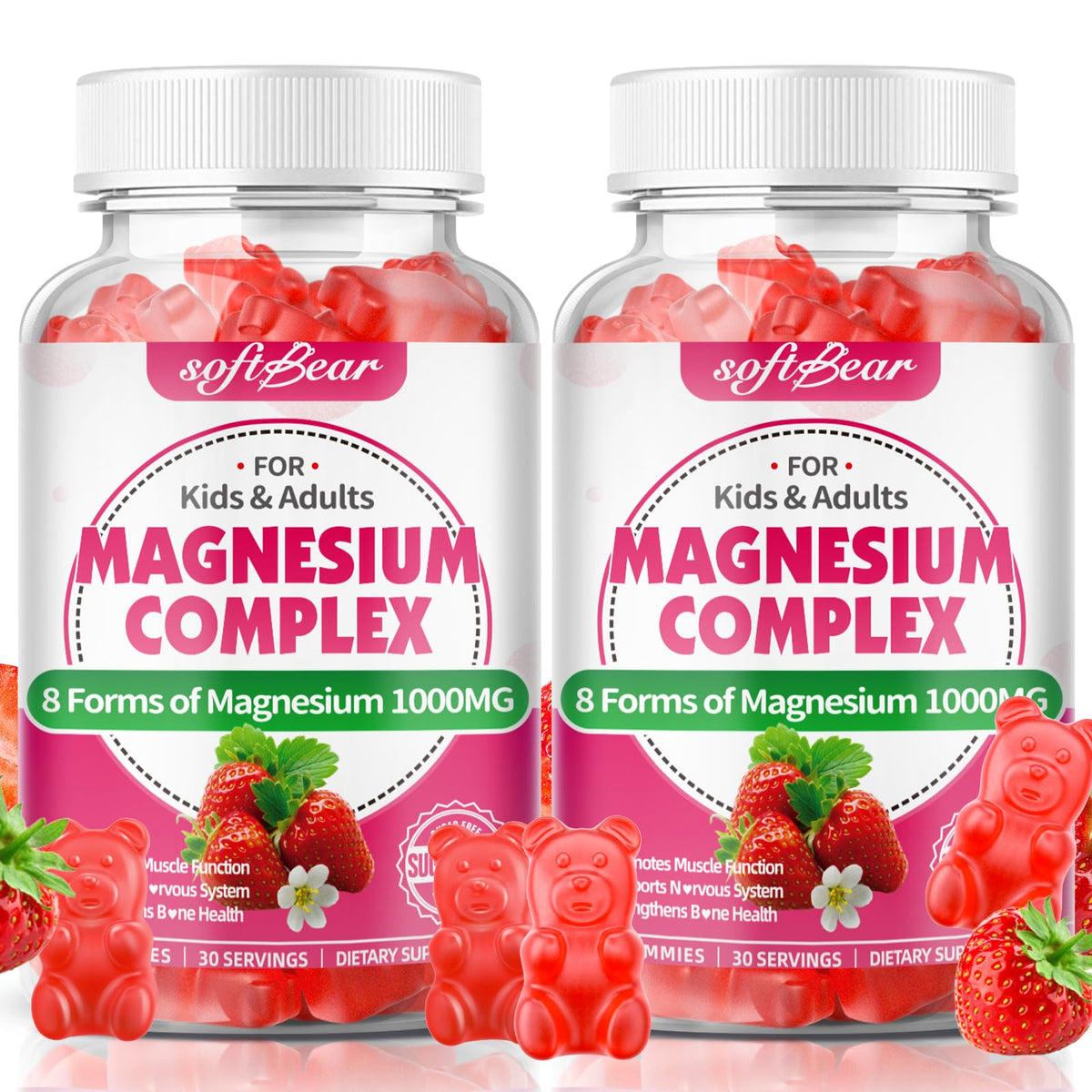 softbear Magnesium Complex Gummies 1000mg front view packaging