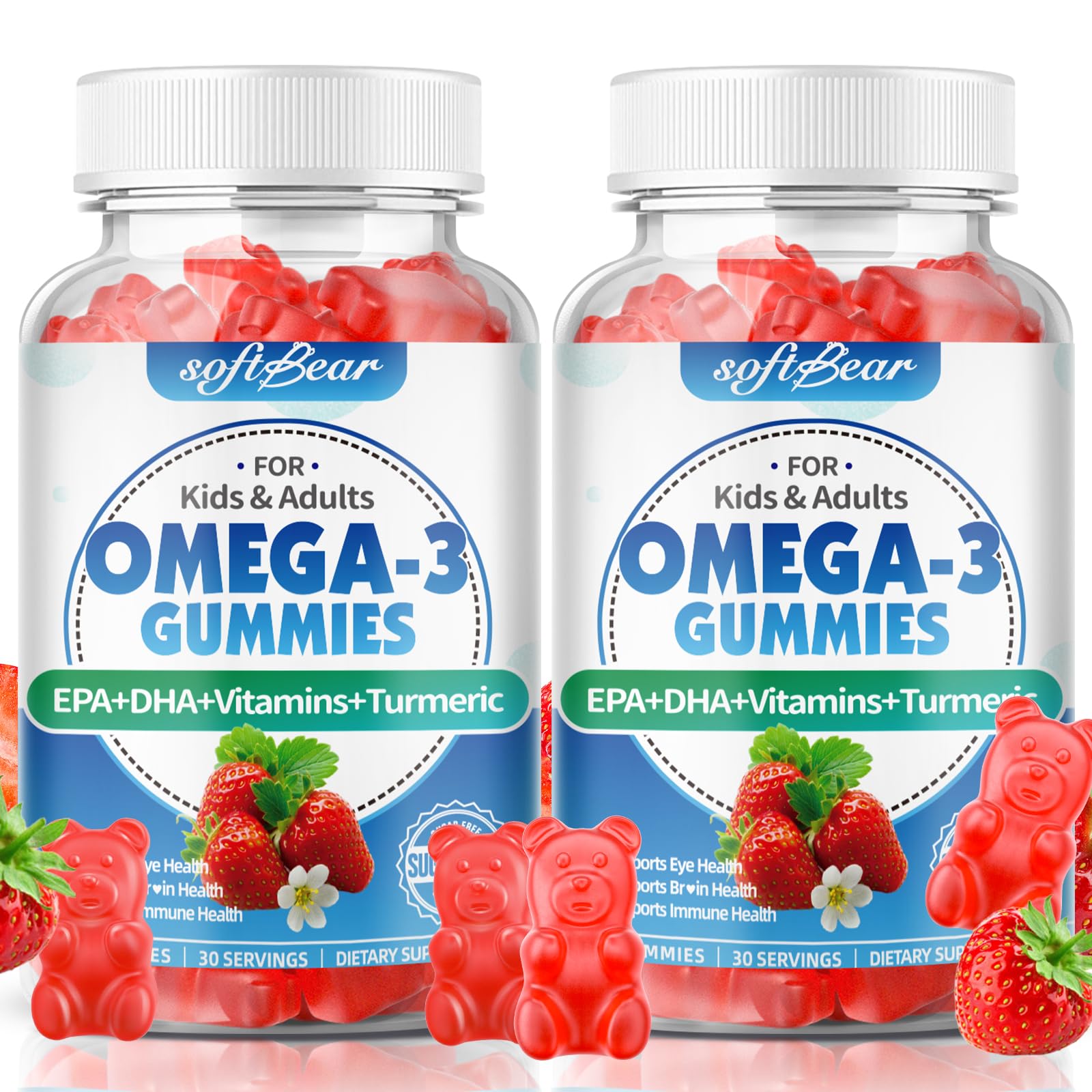 softbear Omega 3 Gummies 1200mg front view packaging