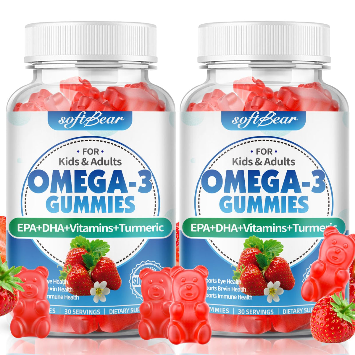softbear Omega 3 Gummies 1200mg front view packaging