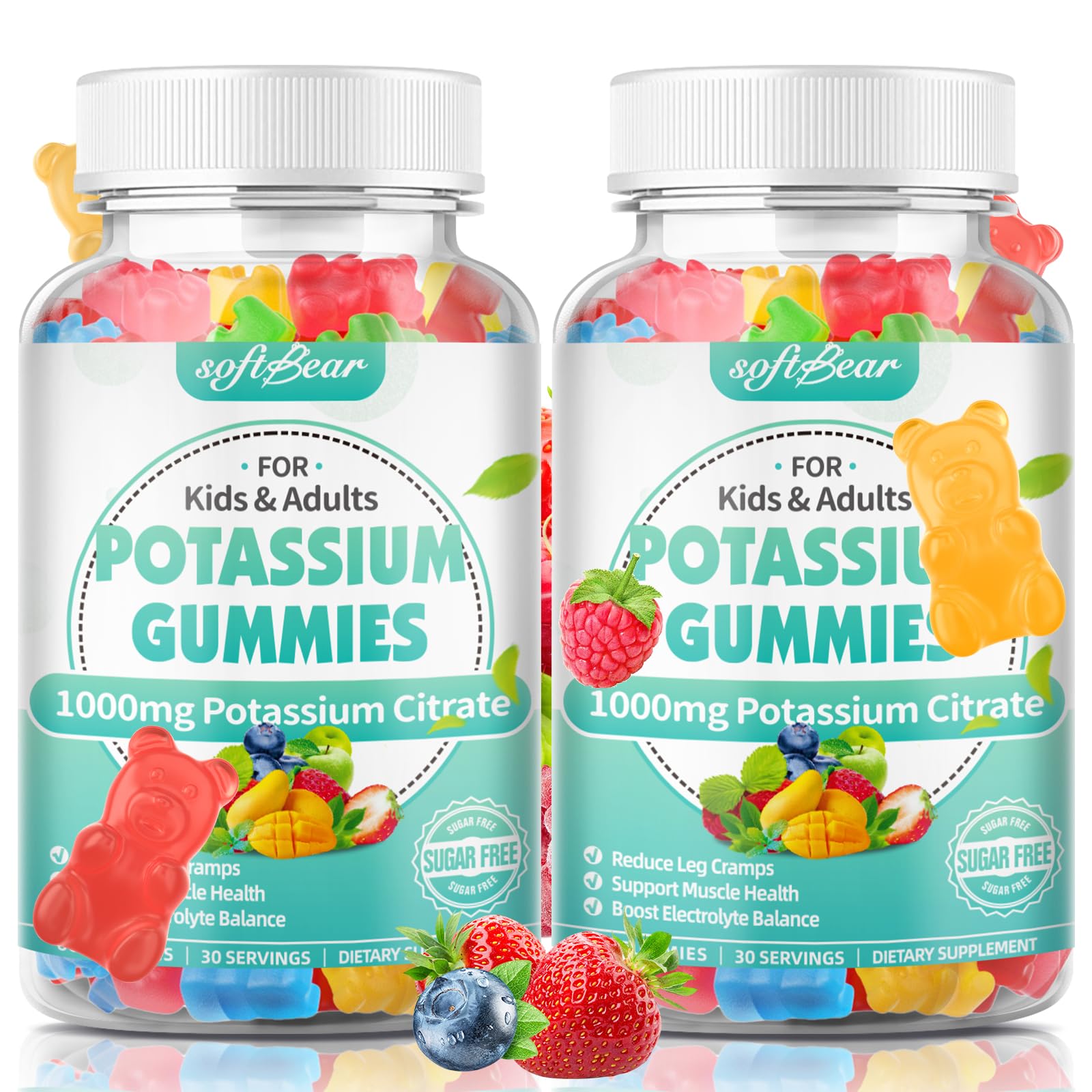 softbear Potassium Citrate Gummies 1000mg back view