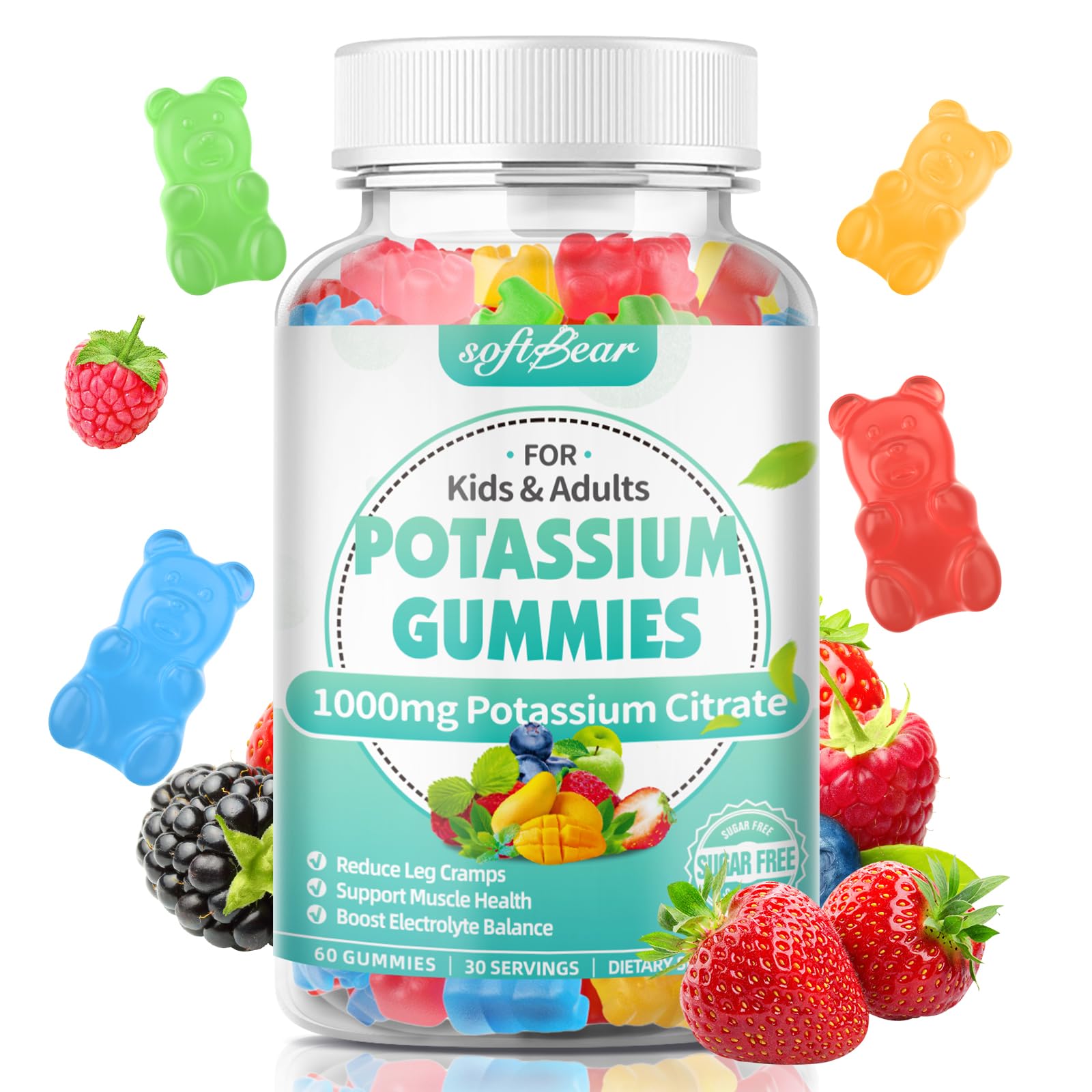 softbear Potassium Citrate Gummies 1000mg front view