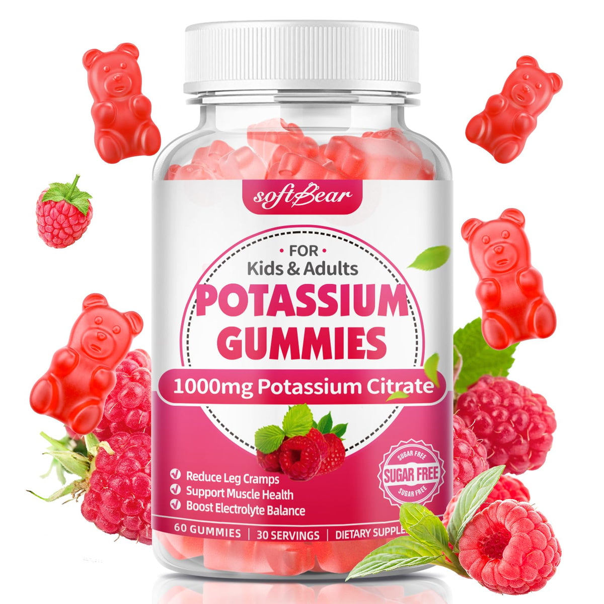 softbear Potassium Citrate Gummies 1000mg front view
