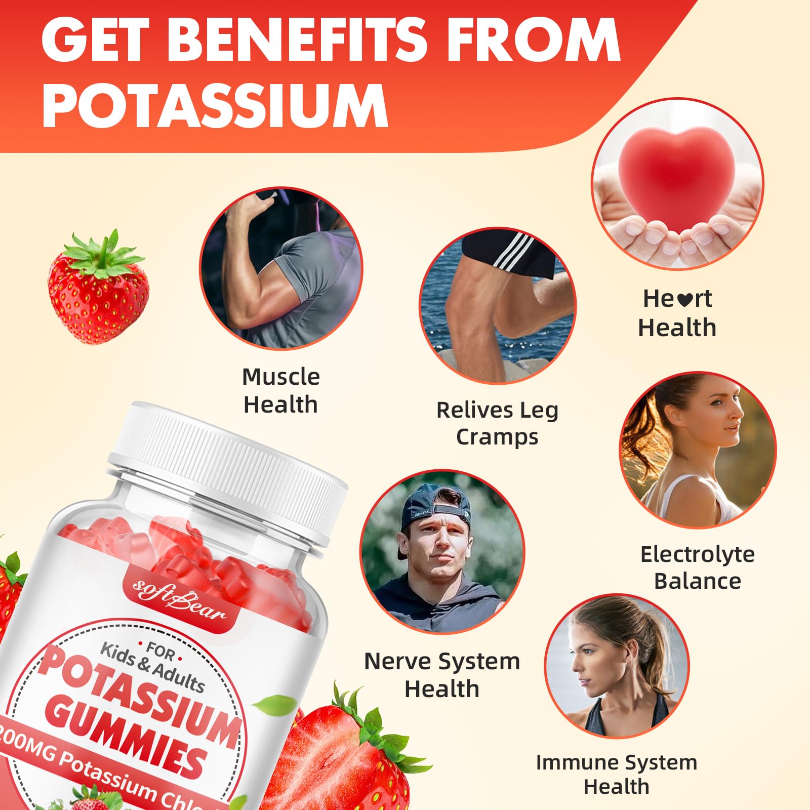 softbear Potassium Gummies 1200mg close-up of gummies