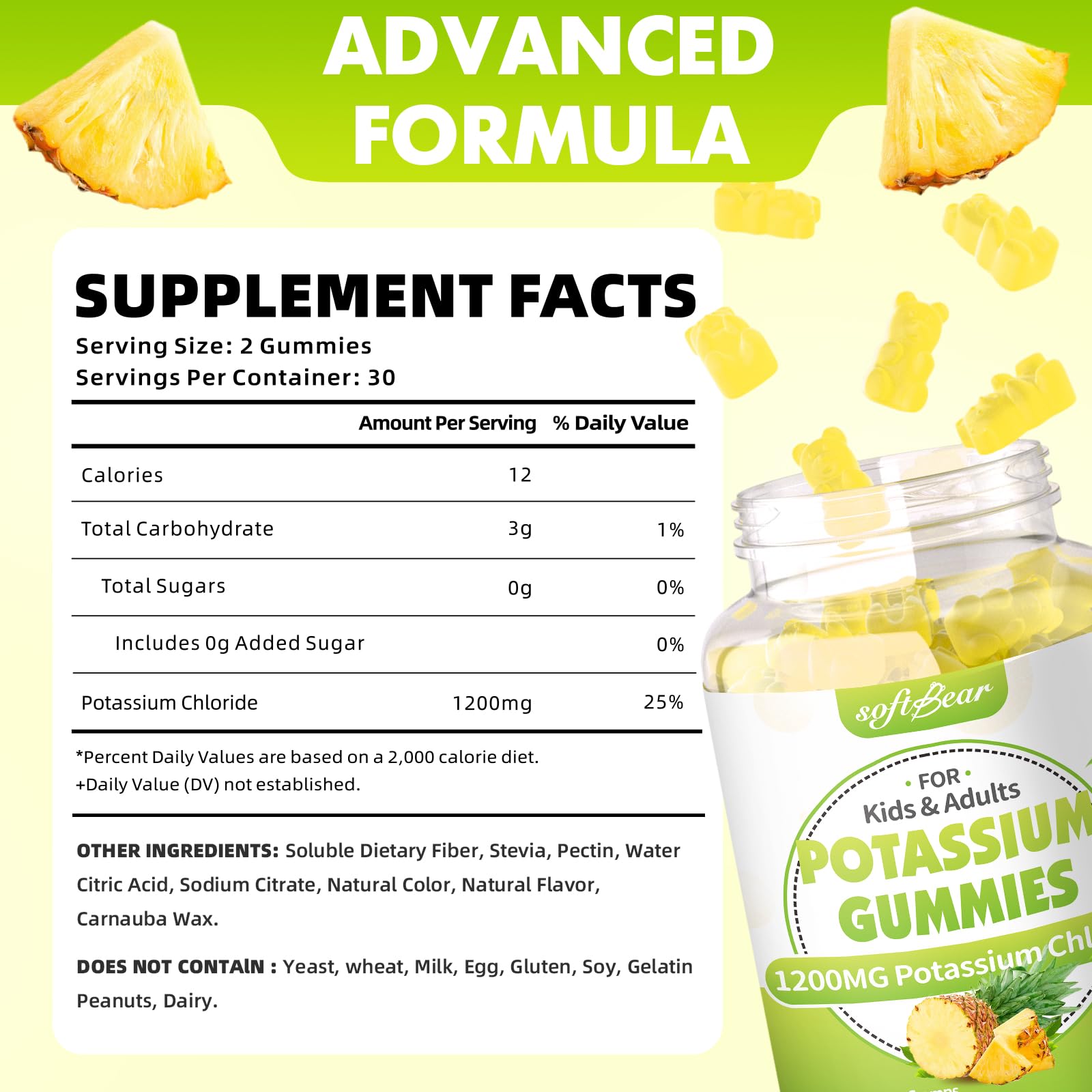 softbear Potassium Gummies packaging side view