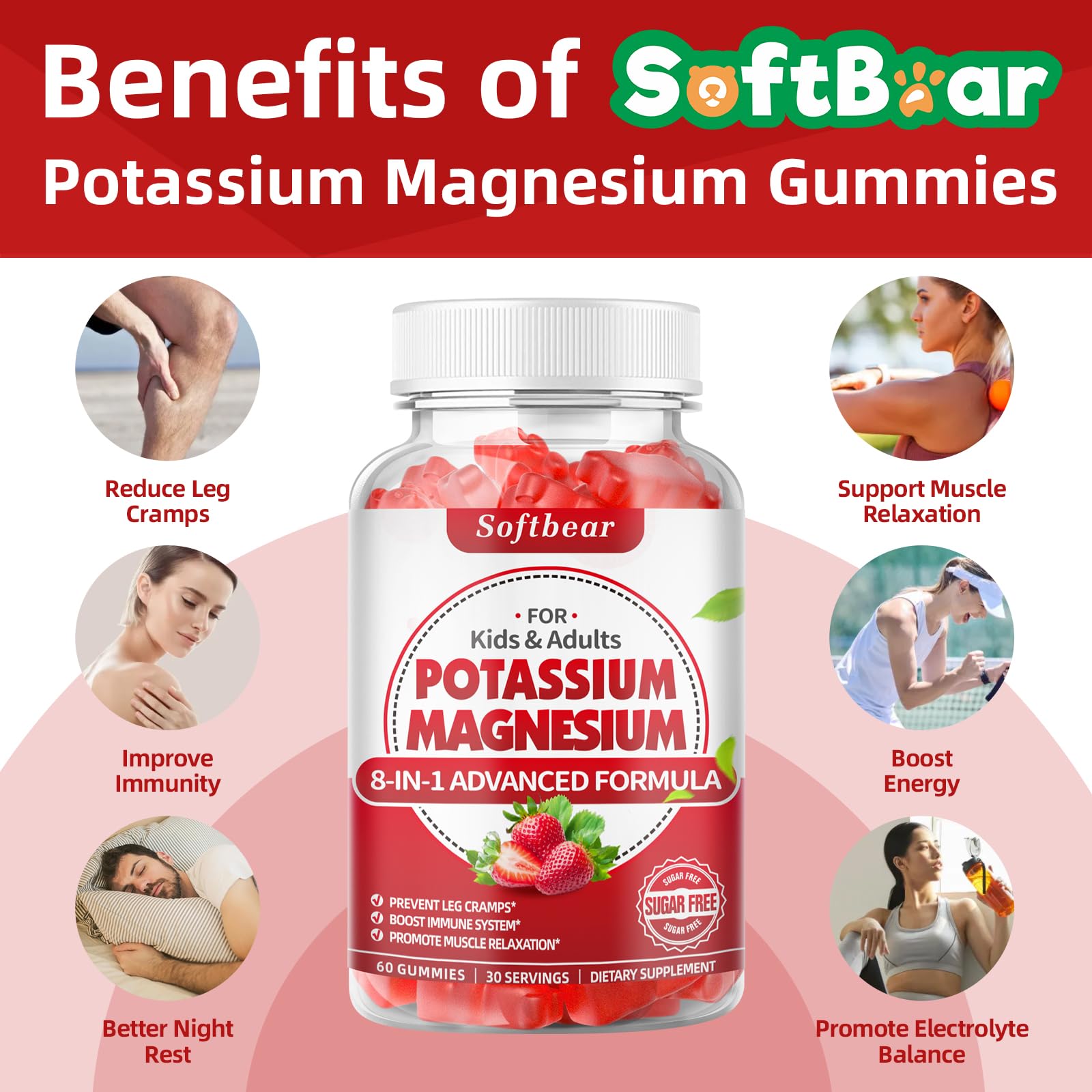 softbear Potassium Magnesium Gummies close-up of gummies