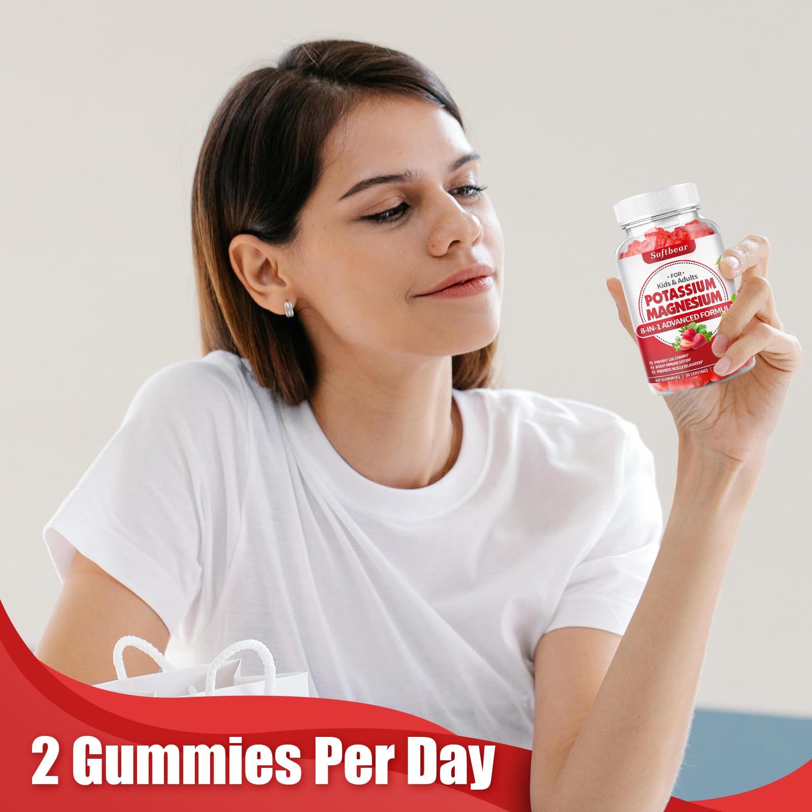 softbear Potassium Magnesium Gummies lifestyle shot with family