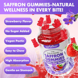softbear Saffron Gummies displayed with other herbal supplements