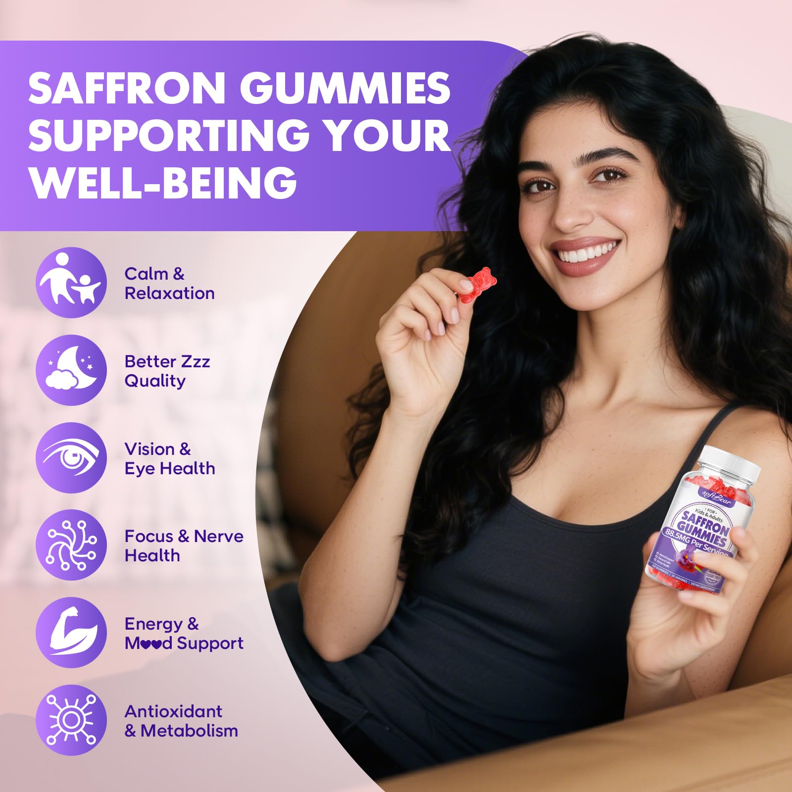 softbear Saffron Gummies in a lifestyle setting