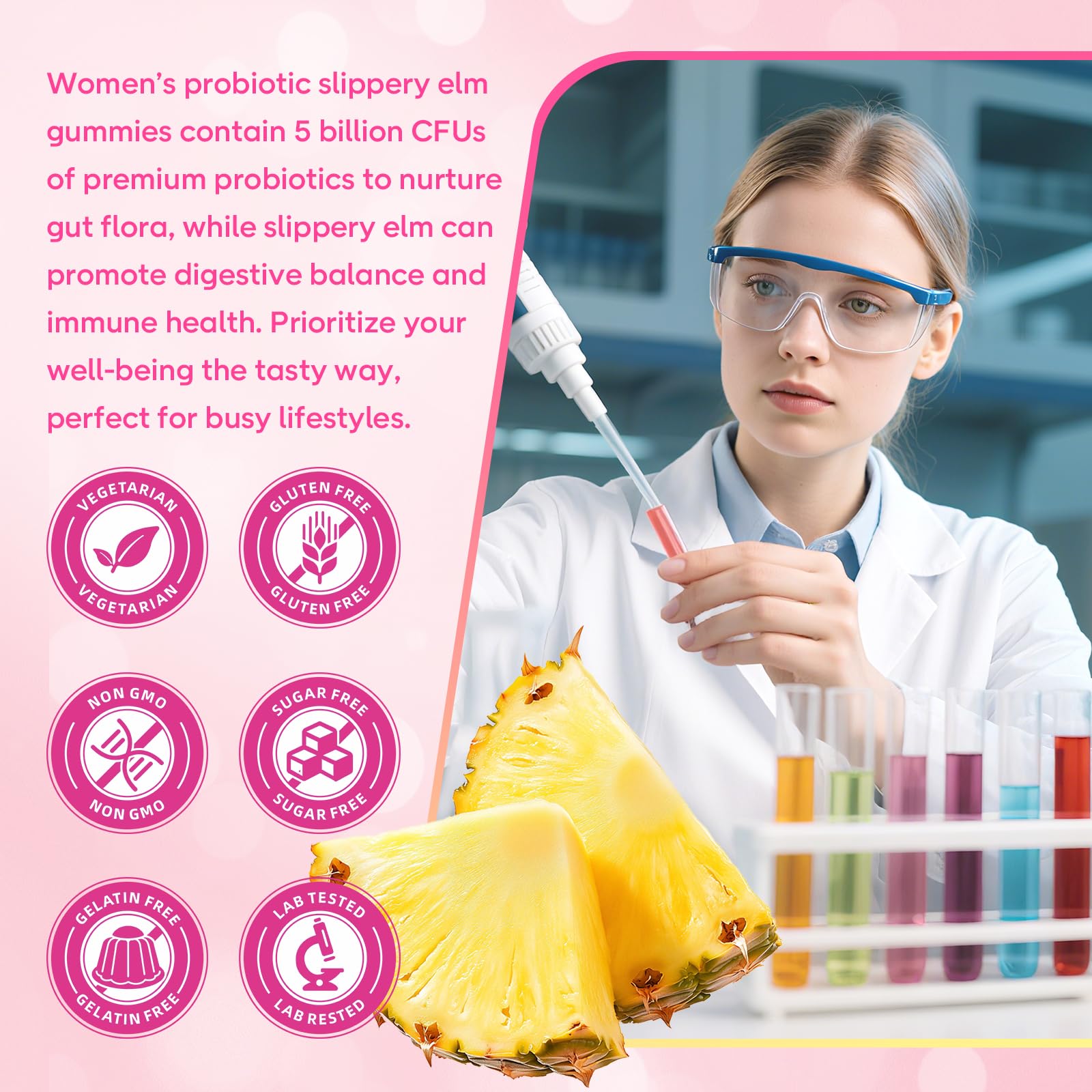 softbear Women's Probiotic Slippery Elm Gummies in a hand