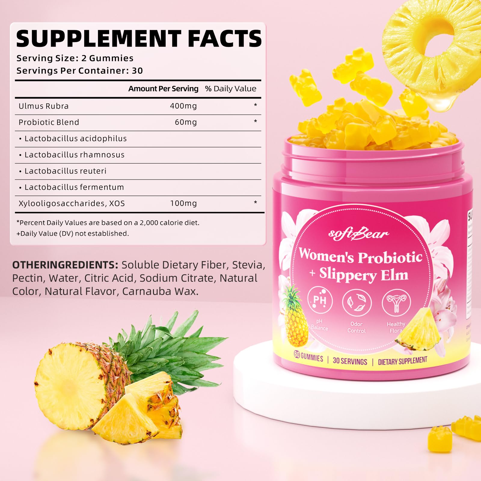 softbear Women's Probiotic Slippery Elm Gummies packaging