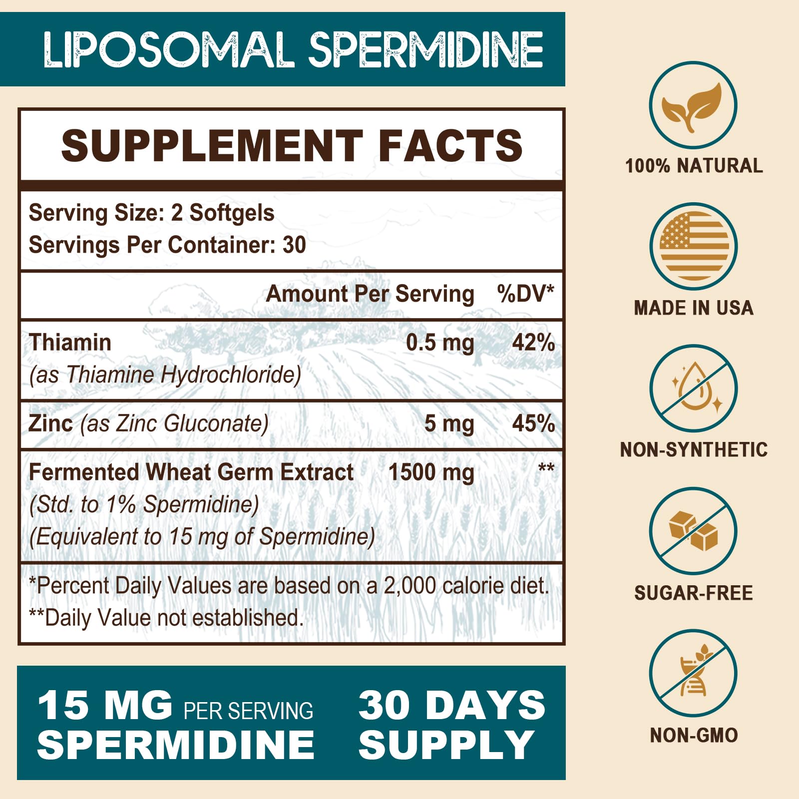 Sohahila Liposomal Spermidine Softgels bottle side view