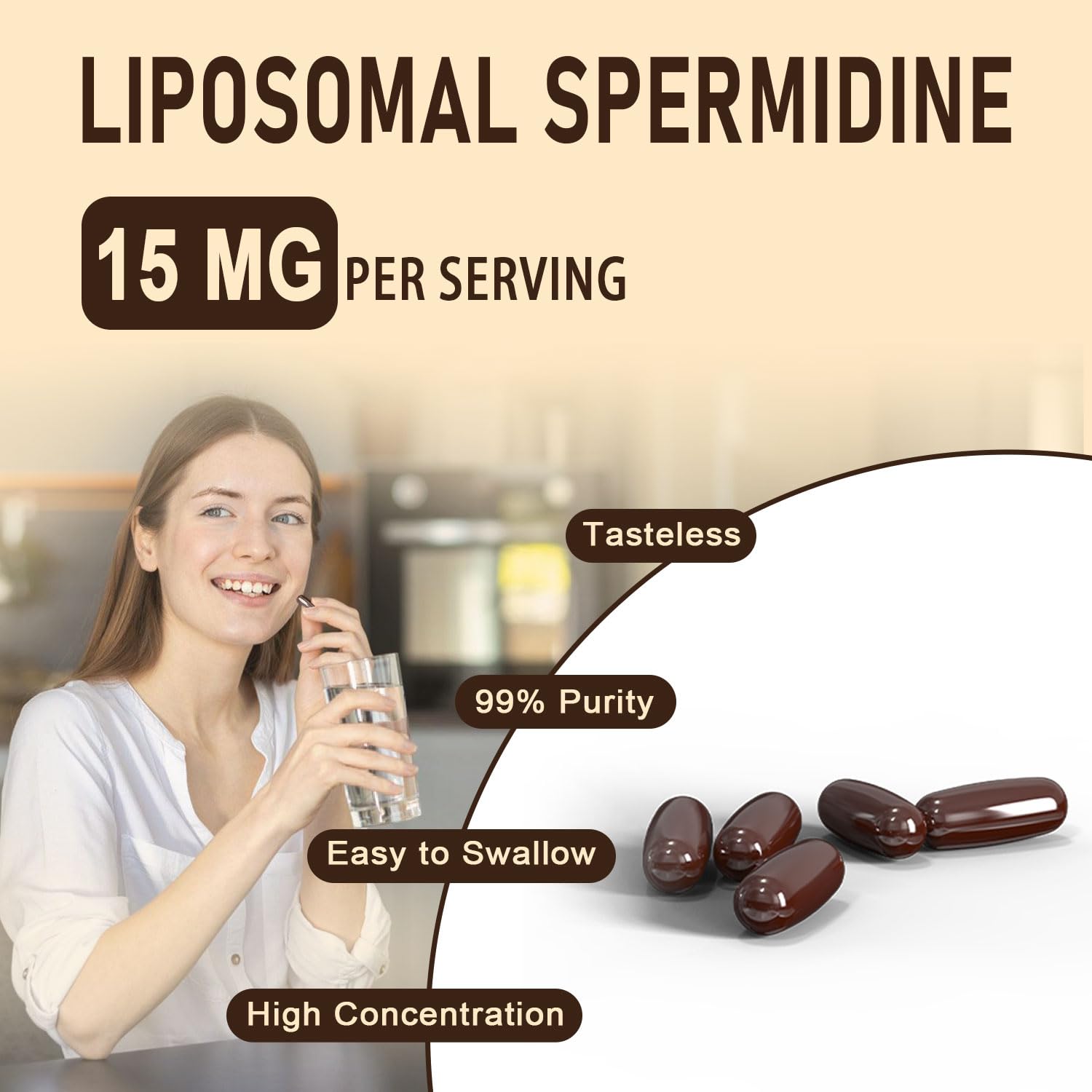 Sohahila Liposomal Spermidine Softgels ingredients list on packaging