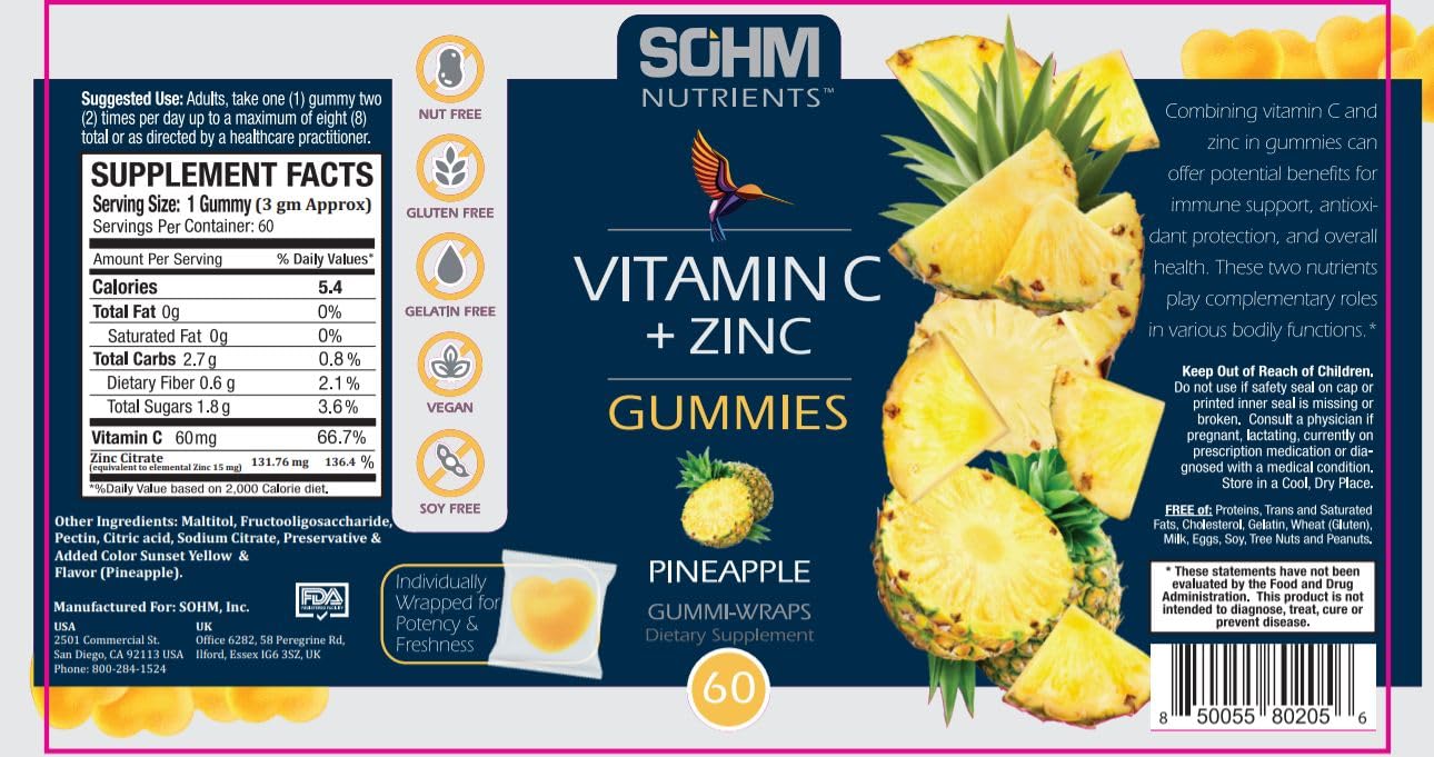 SOHM Vitamin C Gummies packaging details