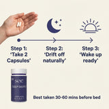 Sol Nutrition Sleep Aid Capsules arranged with herbal ingredients