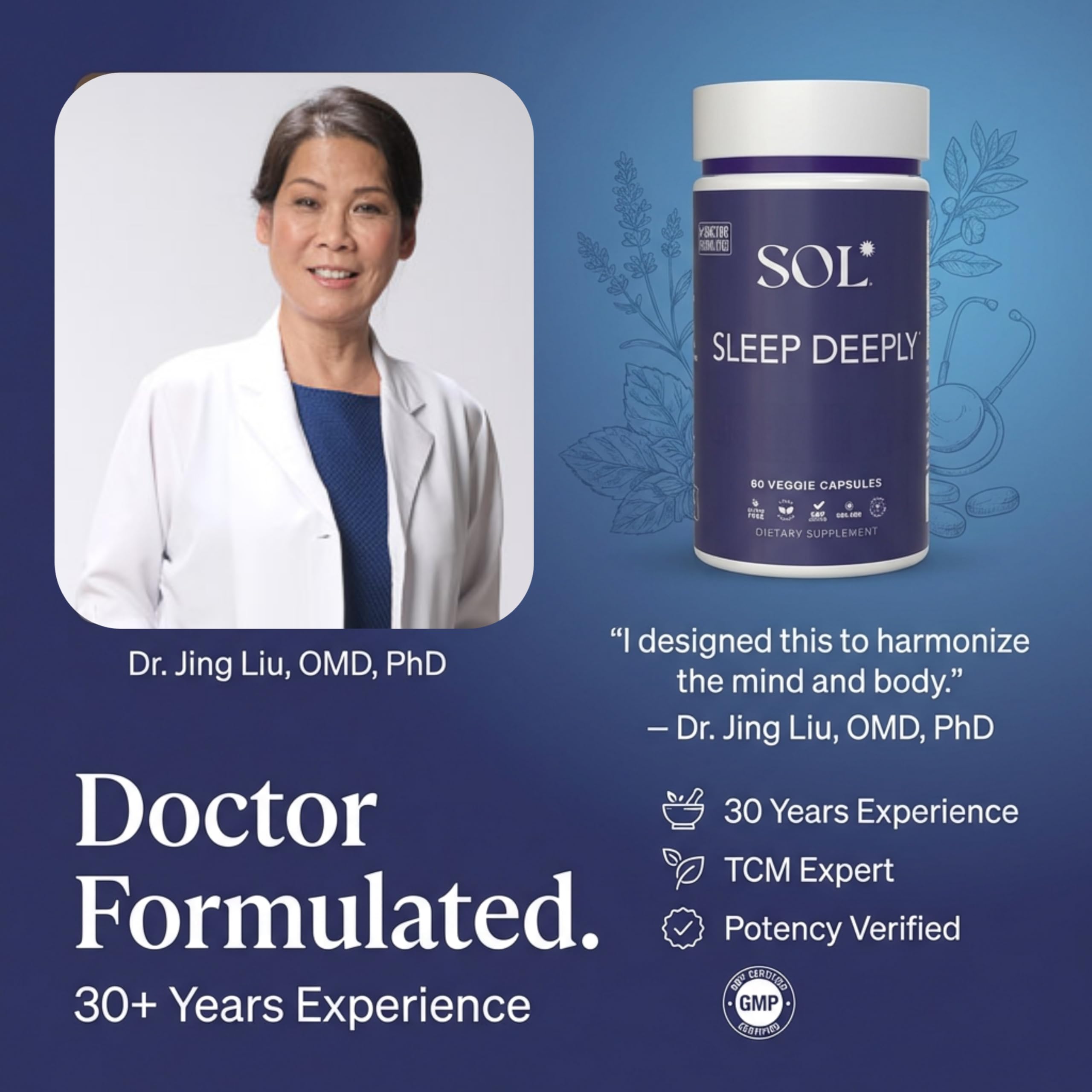 Sol Nutrition Sleep Aid Capsules on a wooden table