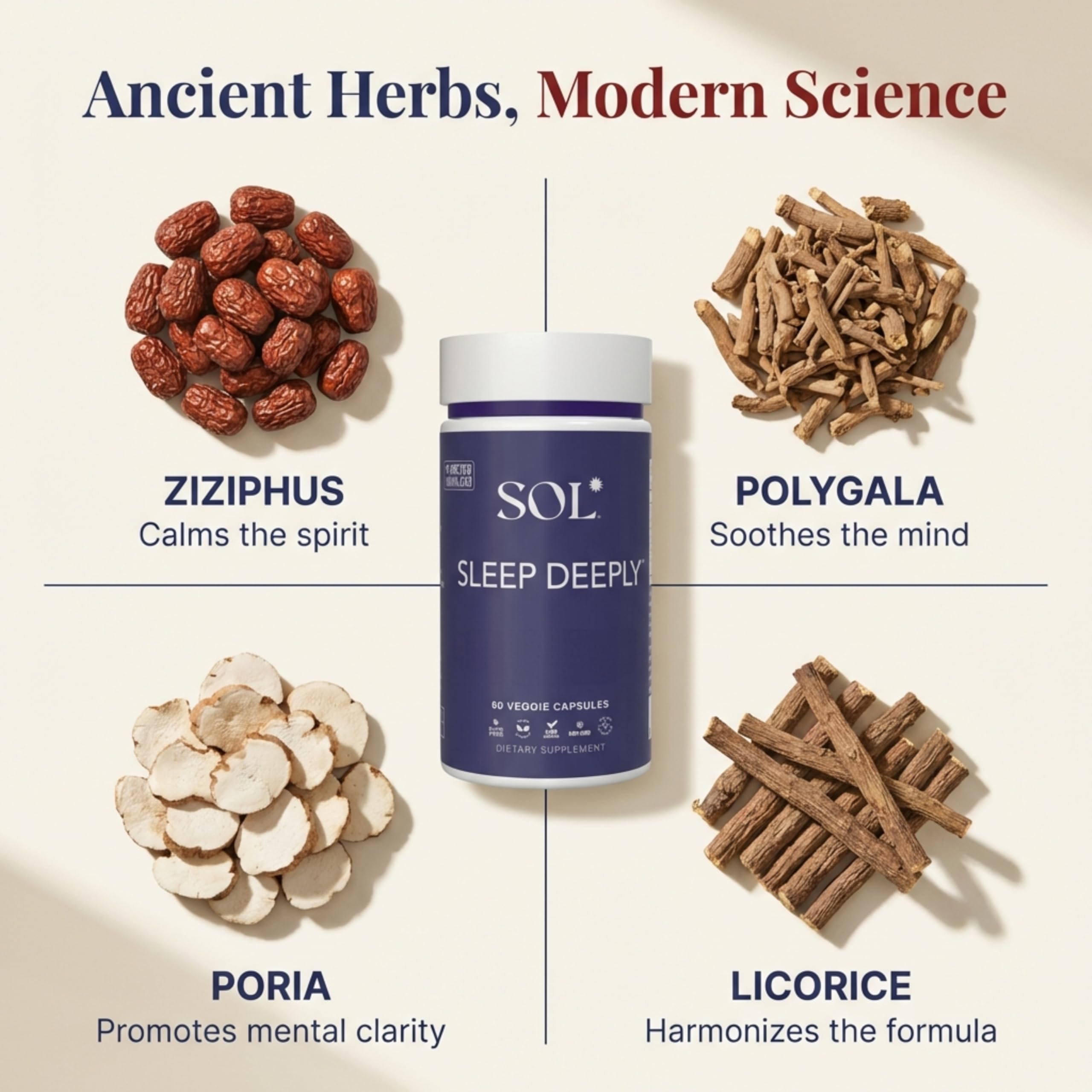Sol Nutrition Sleep Aid Capsules side view showing capsule details
