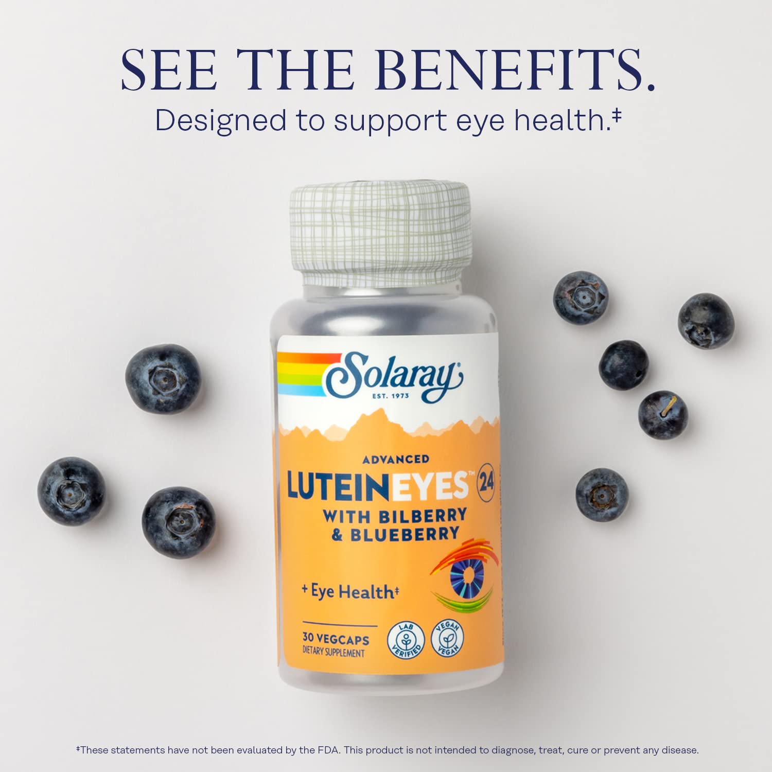 SOLARAY Advanced Lutein Eyes 24 Capsules back view