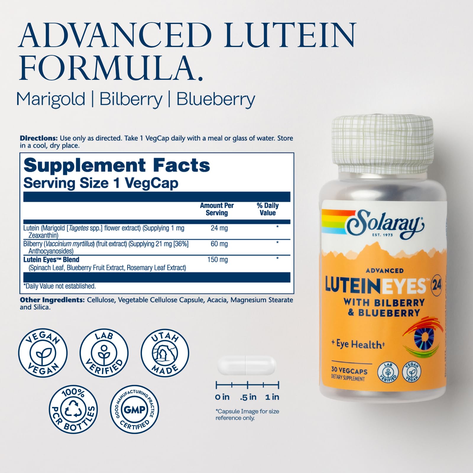 SOLARAY Advanced Lutein Eyes 24 Capsules side view