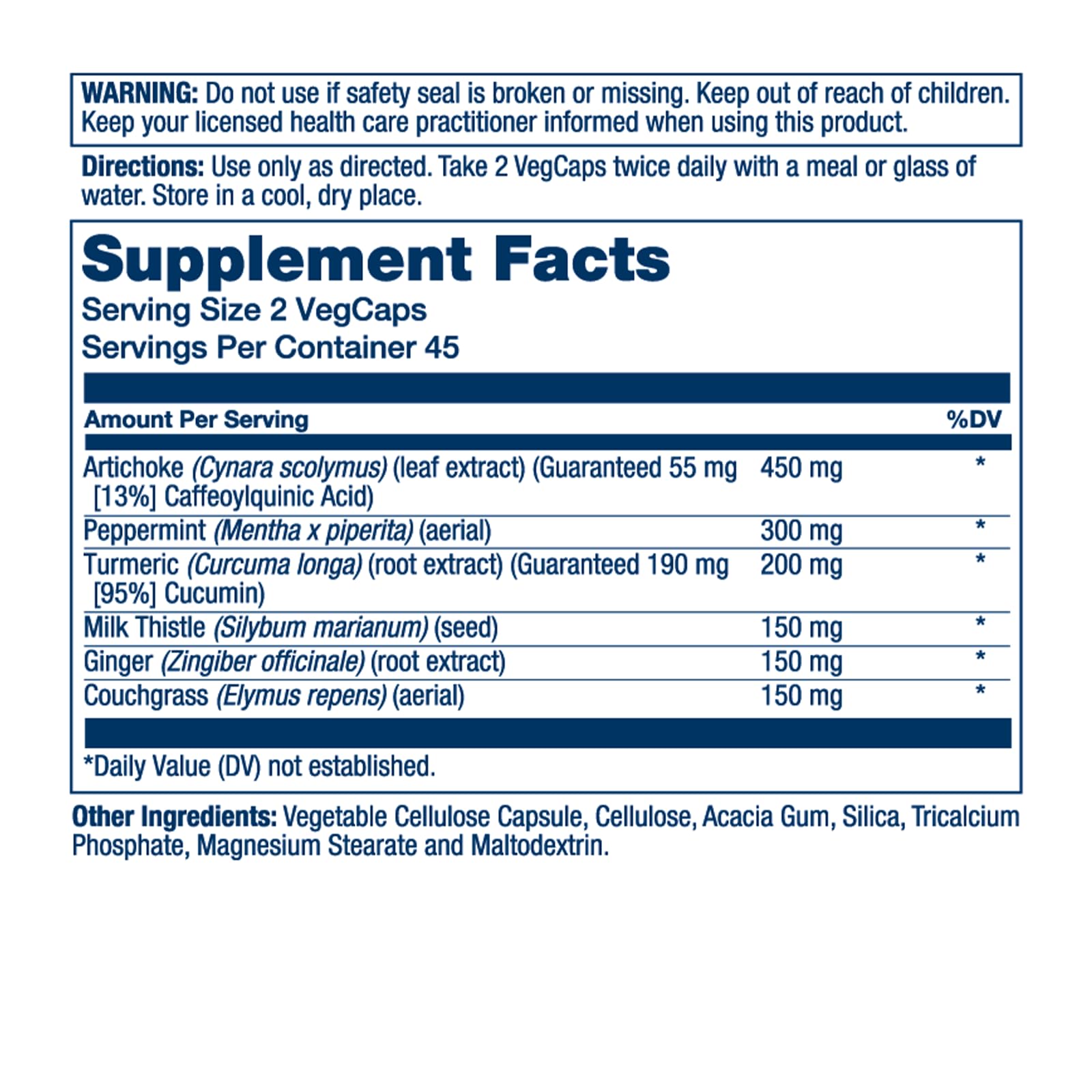 SOLARAY Artichoke Supplement 3-VegCap bottle side view