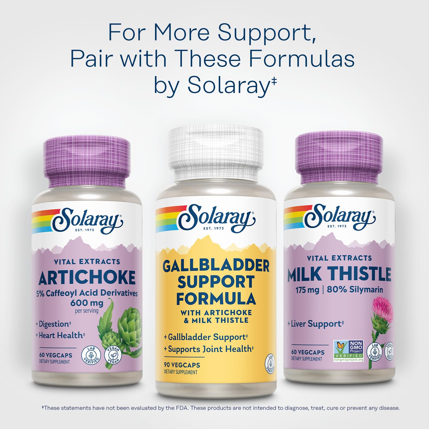 SOLARAY Artichoke Supplement bottle with capsules on a table